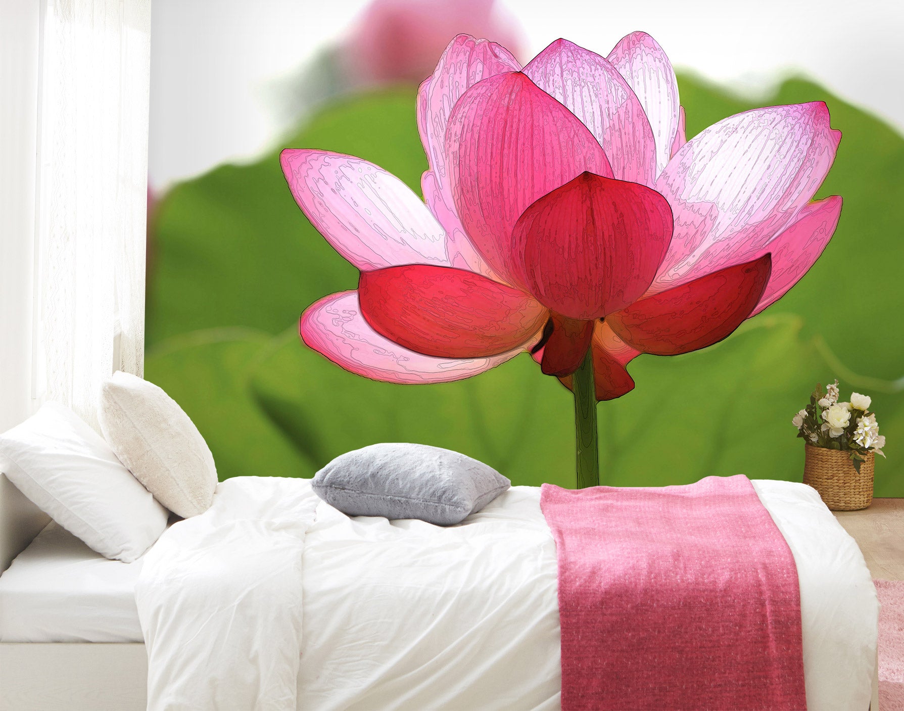 3D Pink Lotus 9144 Alius Herb Wall Mural Wall Murals