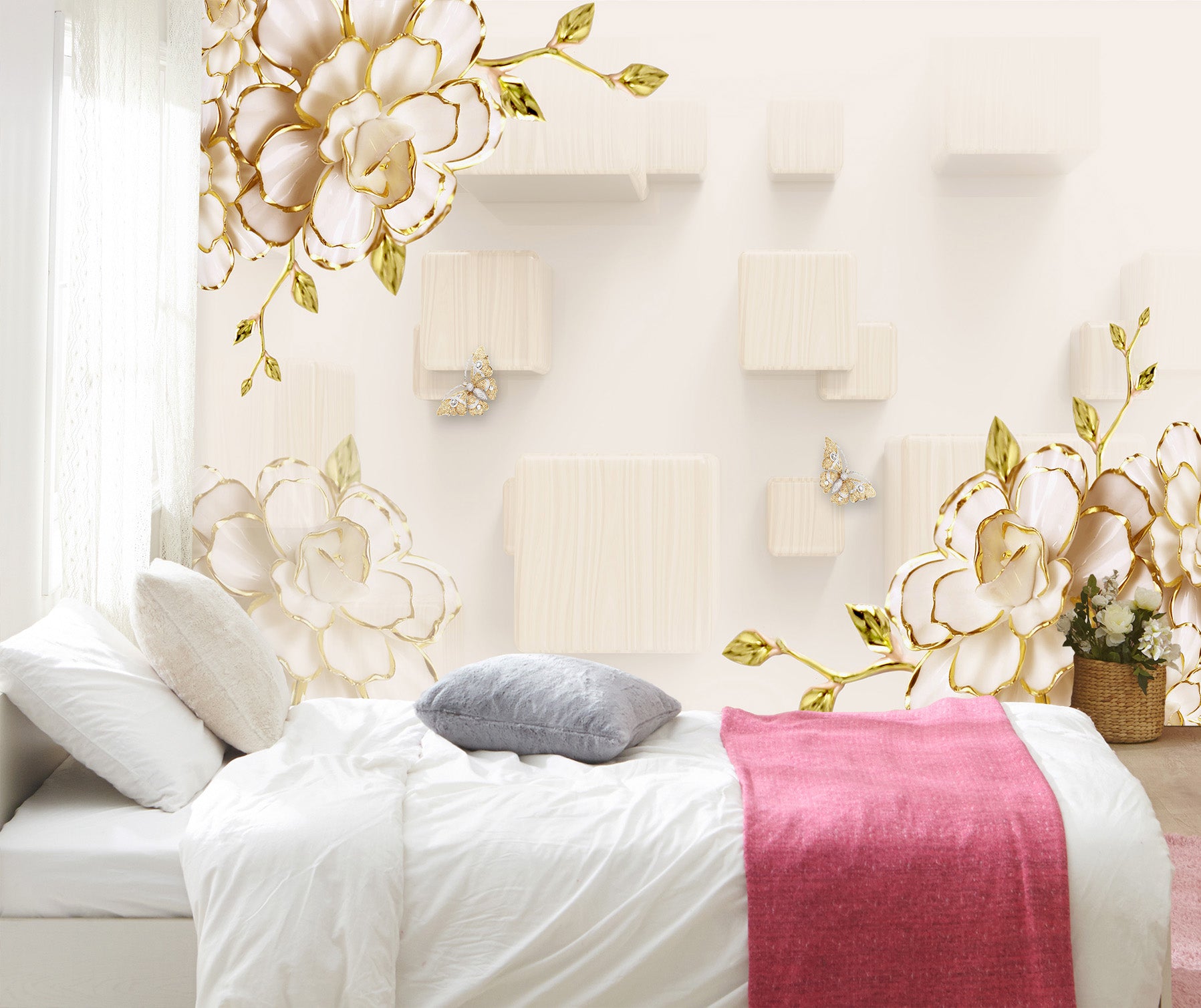 3D Flower Pattern 1604 Wall Murals