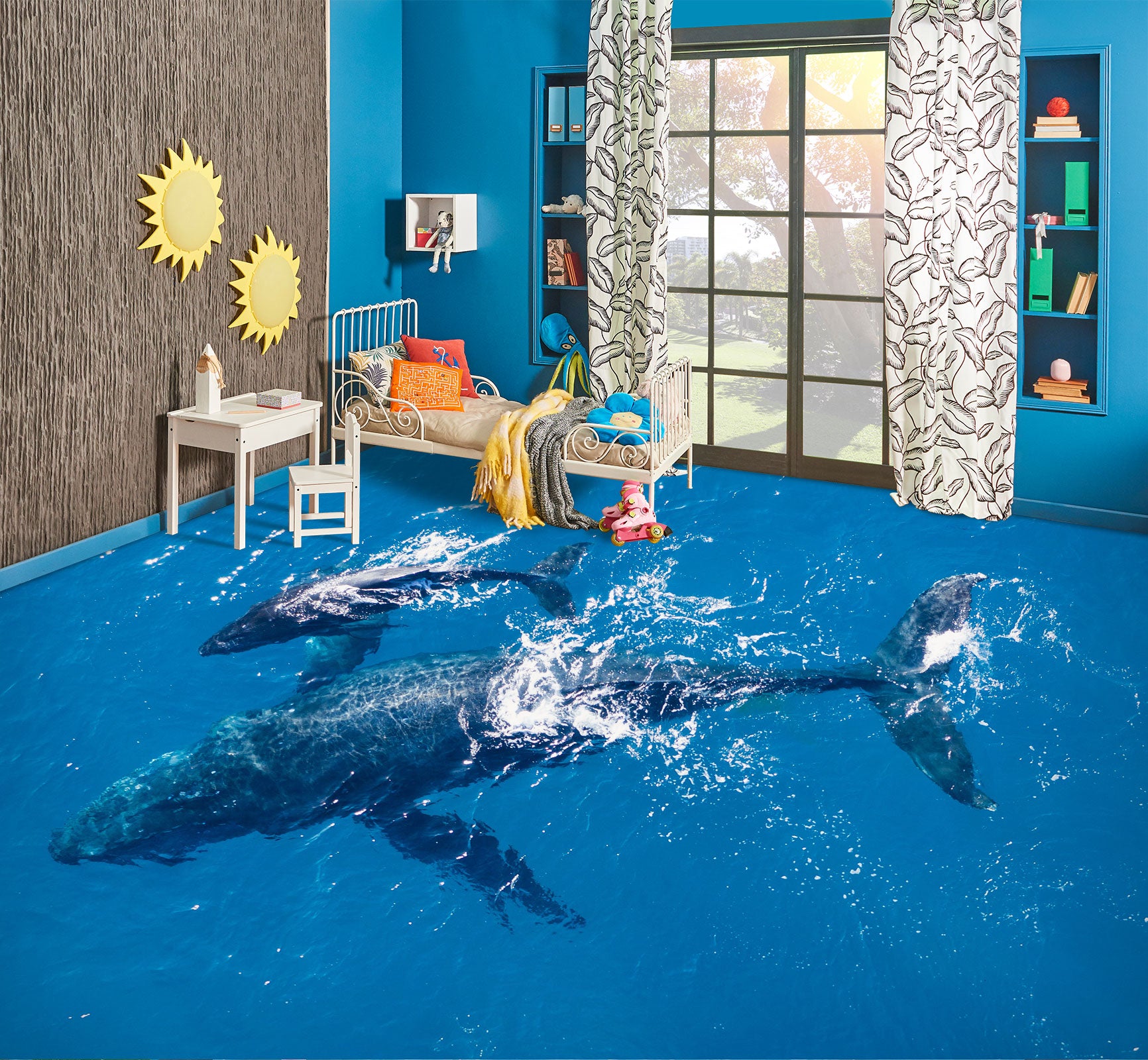 3D Free Whale 452 Floor Mural  Wallpaper Murals Rug & Mat Print Epoxy waterproof bath floor