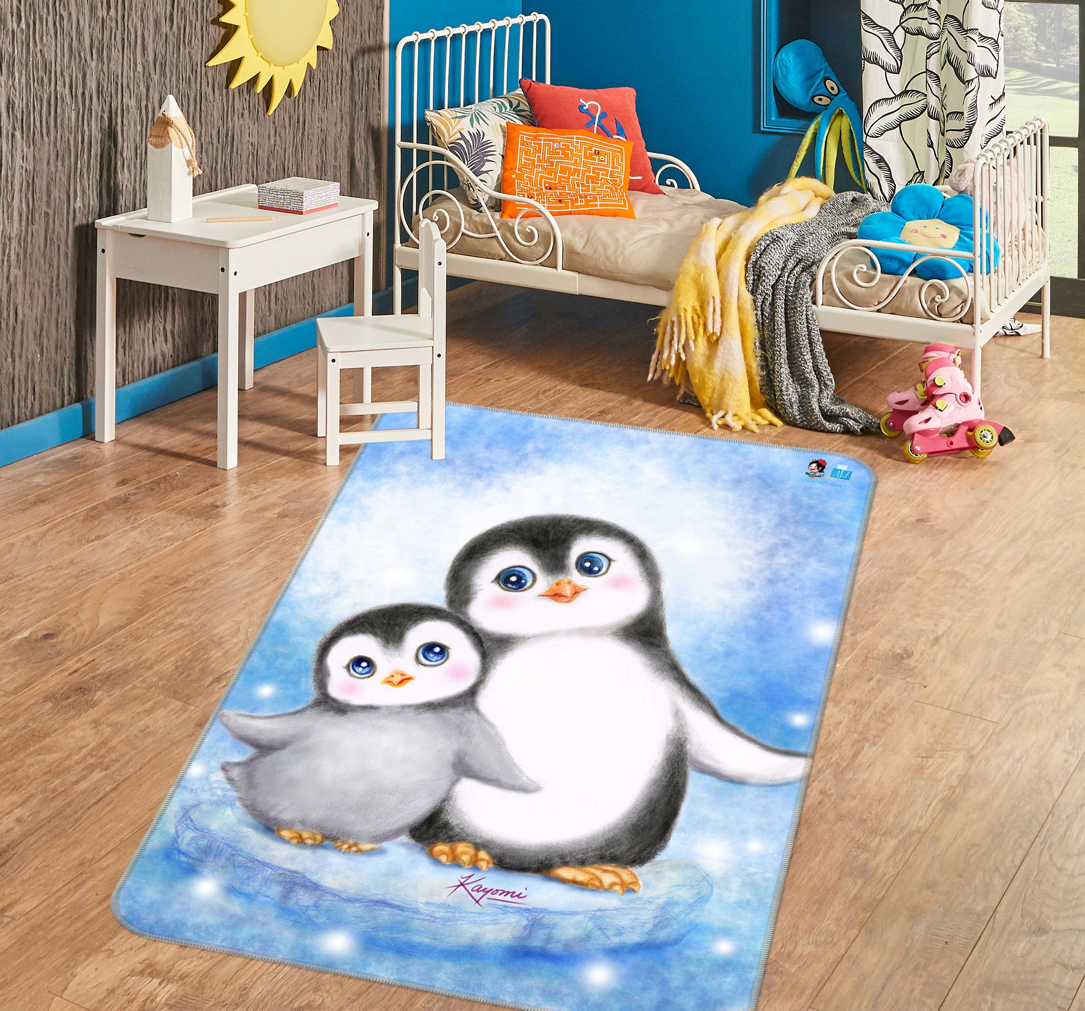 3D Cute Penguin 5765 Kayomi Harai Rug Non Slip Rug Mat