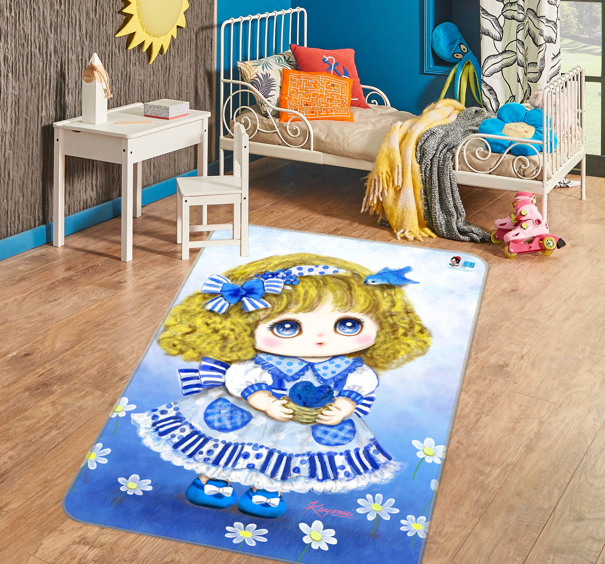 3D Cute Little Girl 5677 Kayomi Harai Rug Non Slip Rug Mat