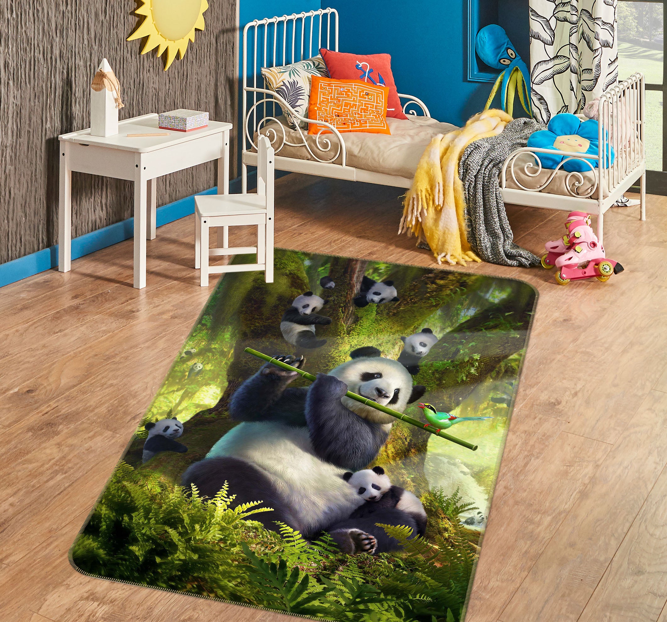 3D Panda Bear 1075 Jerry LoFaro Rug Non Slip Rug Mat