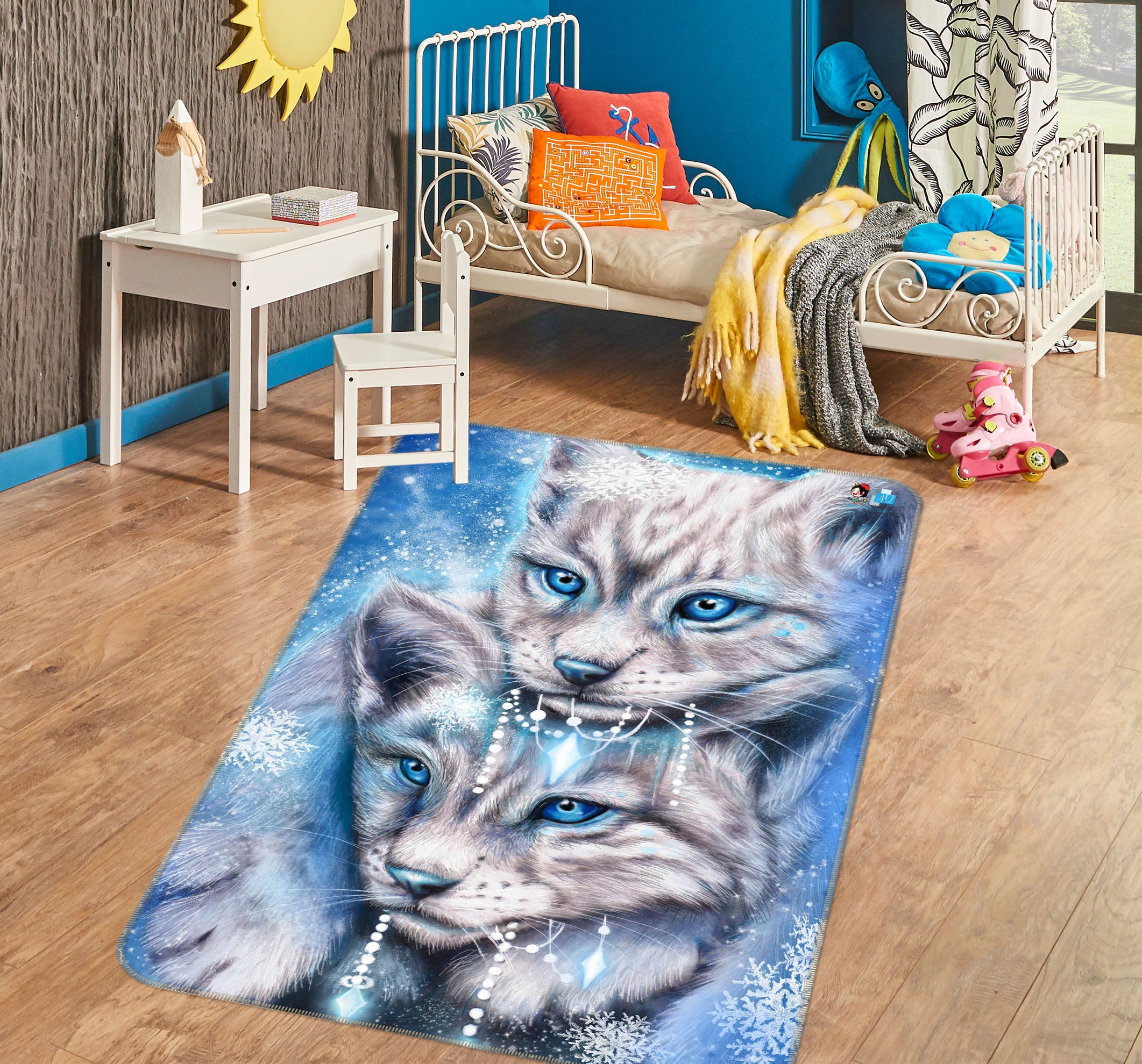 3D Gray Wolf 8525 Sheena Pike Rug Non Slip Rug Mat