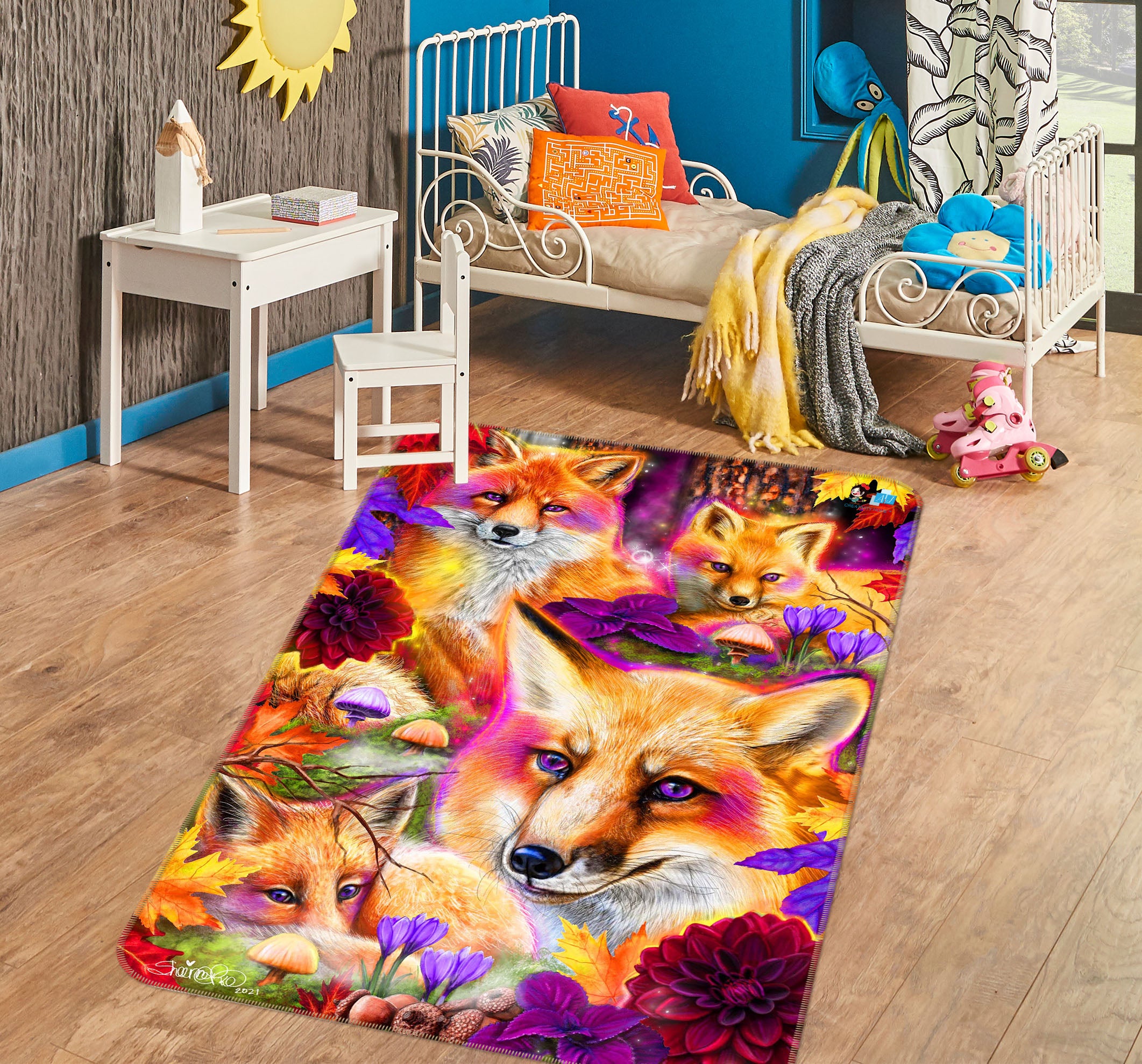 3D Orange Fox 8535 Sheena Pike Rug Non Slip Rug Mat