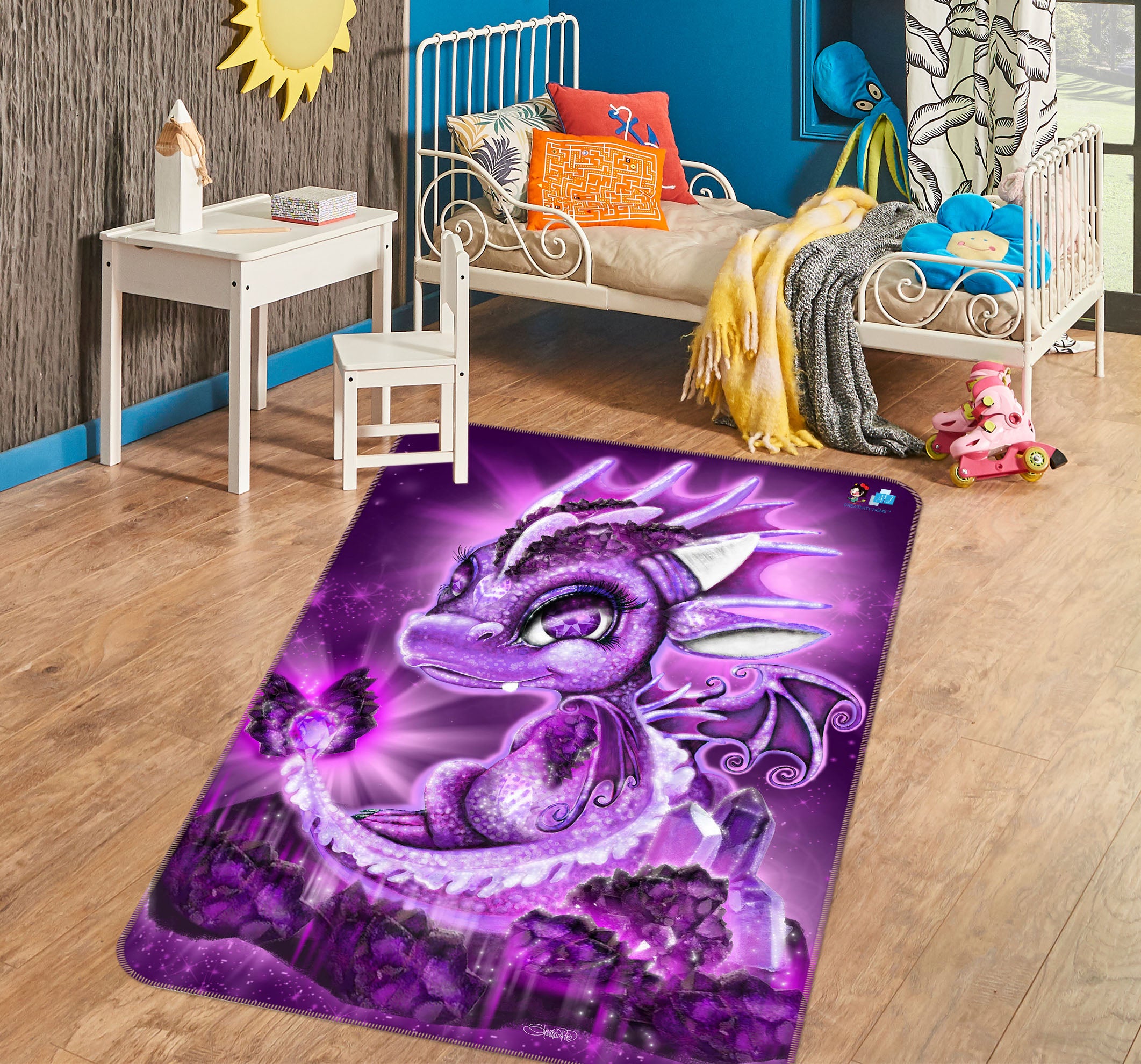 3D Purple Dragon 8547 Sheena Pike Rug Non Slip Rug Mat