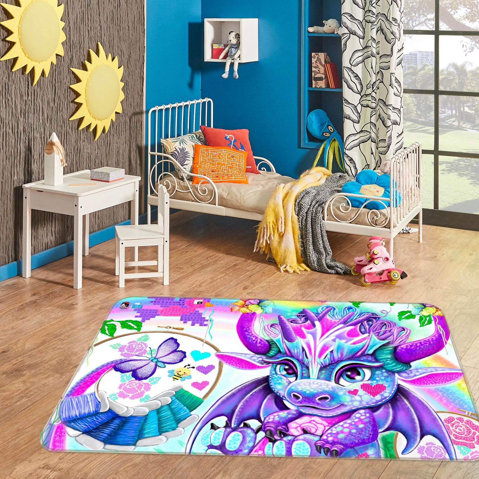 3D Butterfly Dragon 8504 Sheena Pike Rug Non Slip Rug Mat