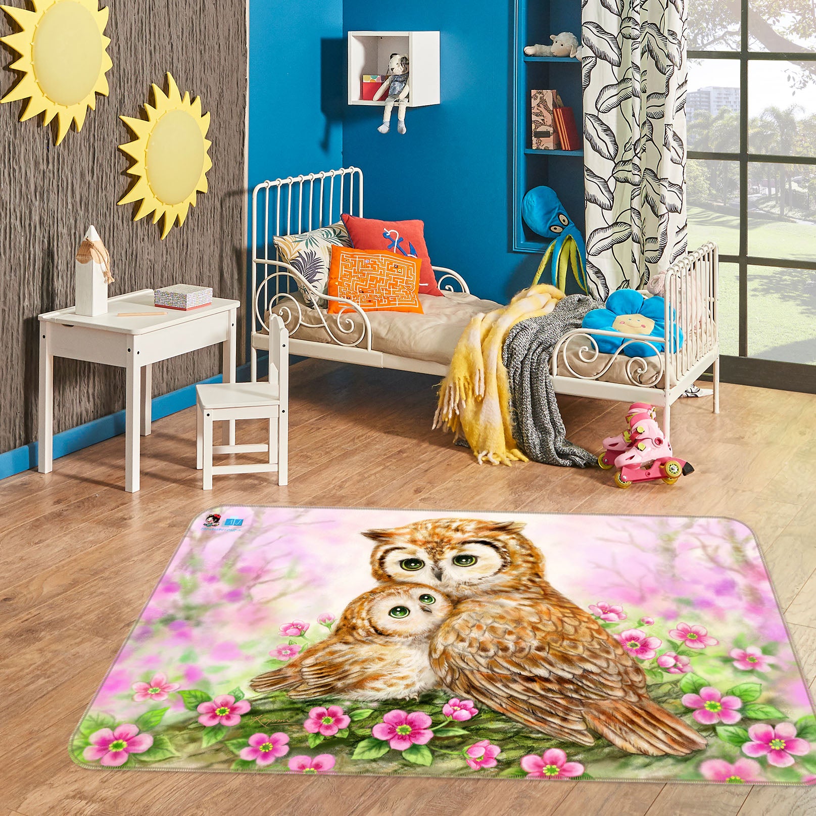 3D Cartoon Owl 5735 Kayomi Harai Rug Non Slip Rug Mat