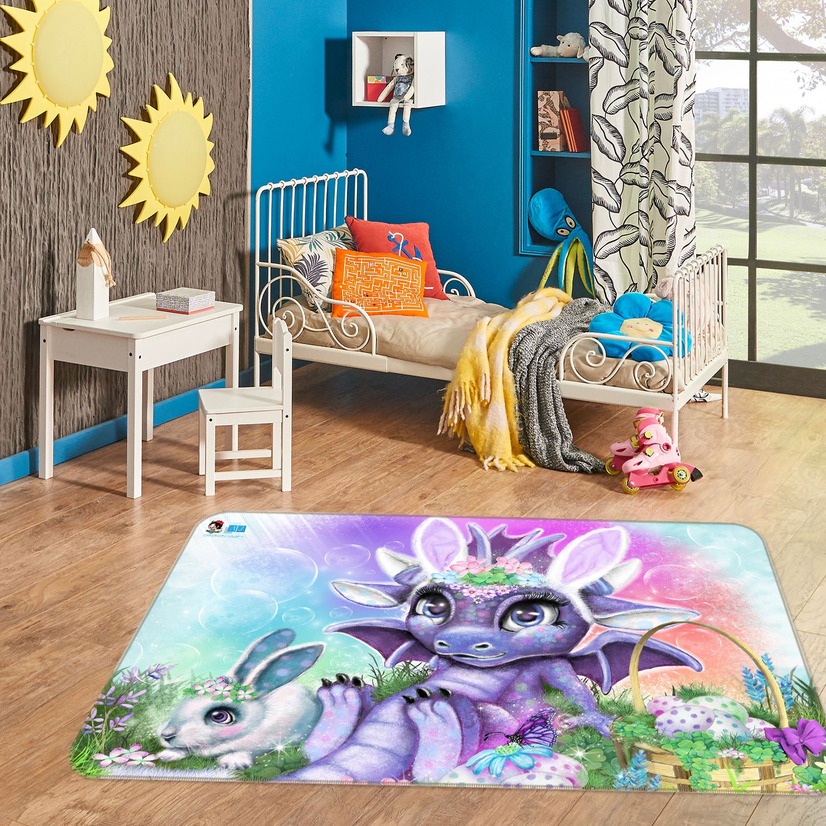 3D Purple Dragon Rabbit 8506 Sheena Pike Rug Non Slip Rug Mat