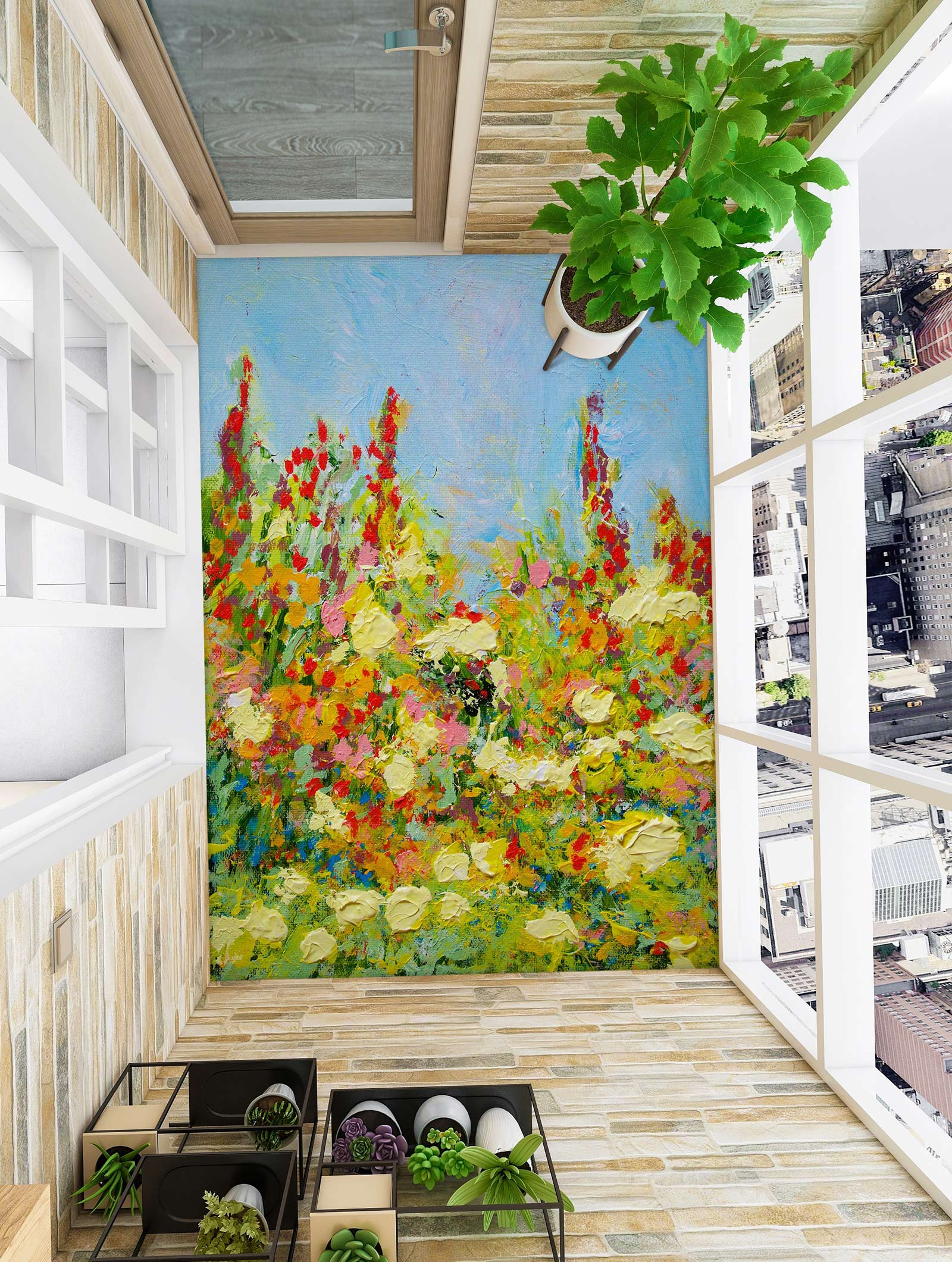 3D Oil Painting Flowers 96107 Allan P. Friedlander Floor Mural  Wallpaper Murals Self-Adhesive Removable Print Epoxy