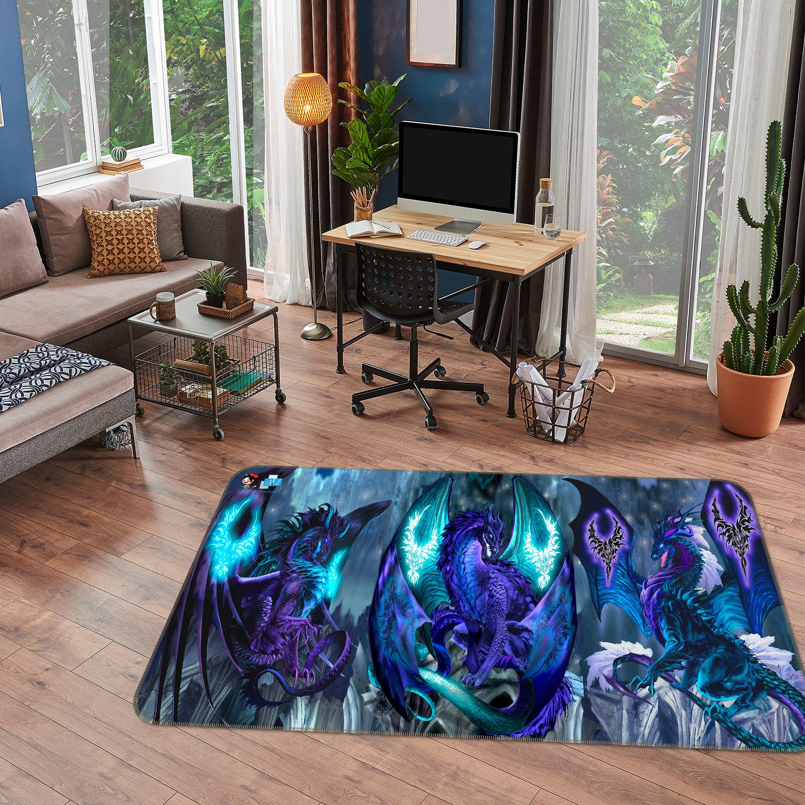 3D Purple Dragon 8205 Ruth Thompson Rug Non Slip Rug Mat