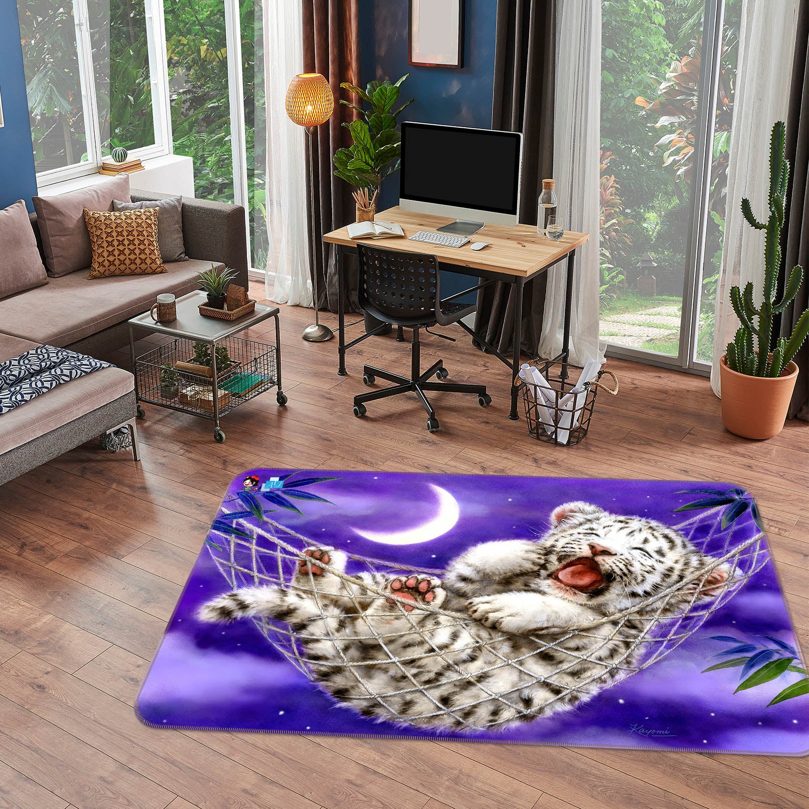 3D Lion Baby Moon 5619 Kayomi Harai Rug Non Slip Rug Mat