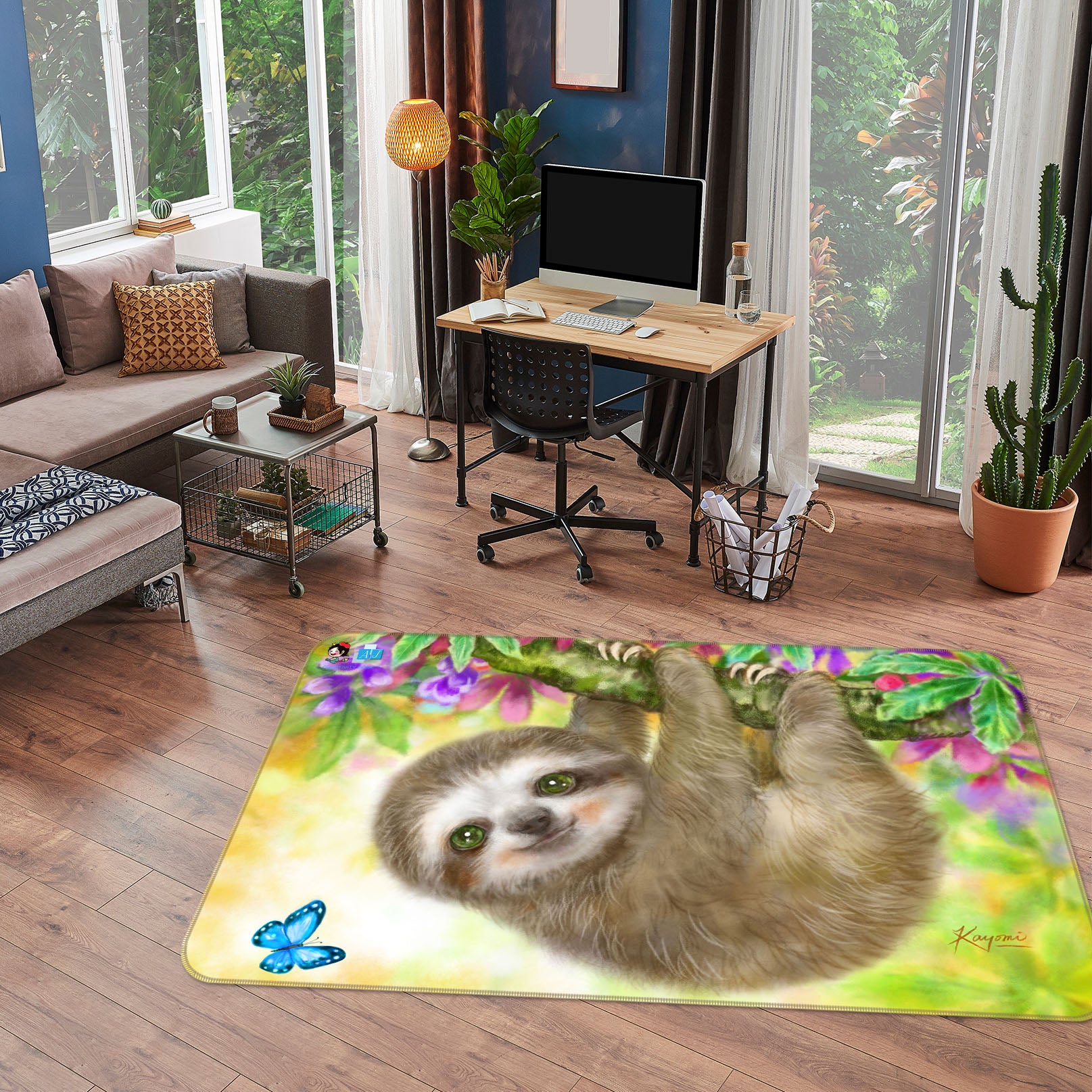 3D Cute Sloth 5749 Kayomi Harai Rug Non Slip Rug Mat