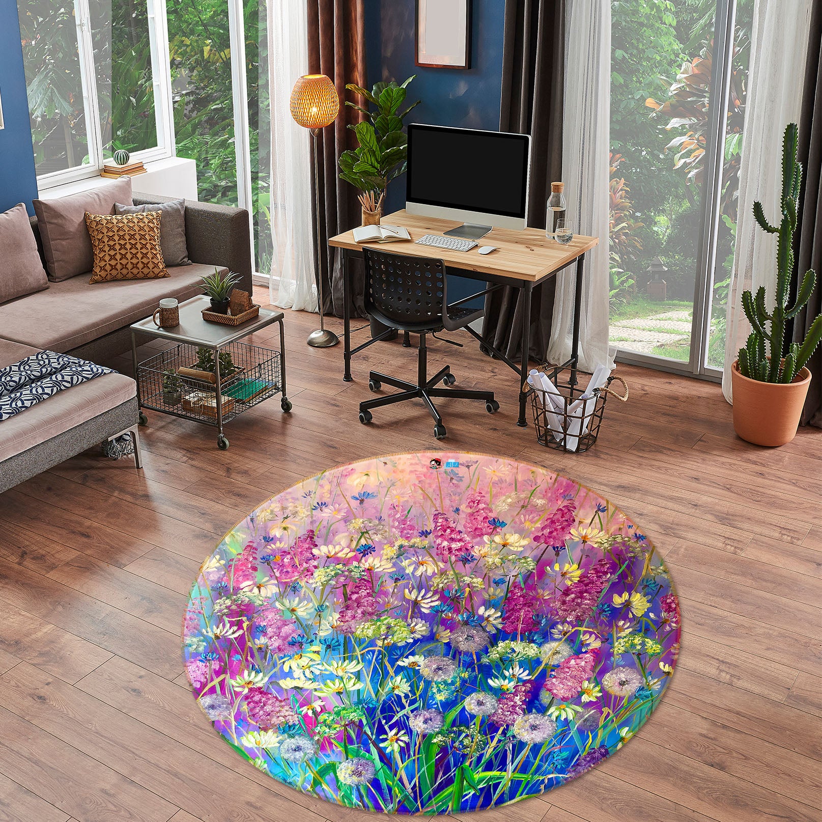 3D Colorful Garden 864 Skromova Marina Rug Round Non Slip Rug Mat