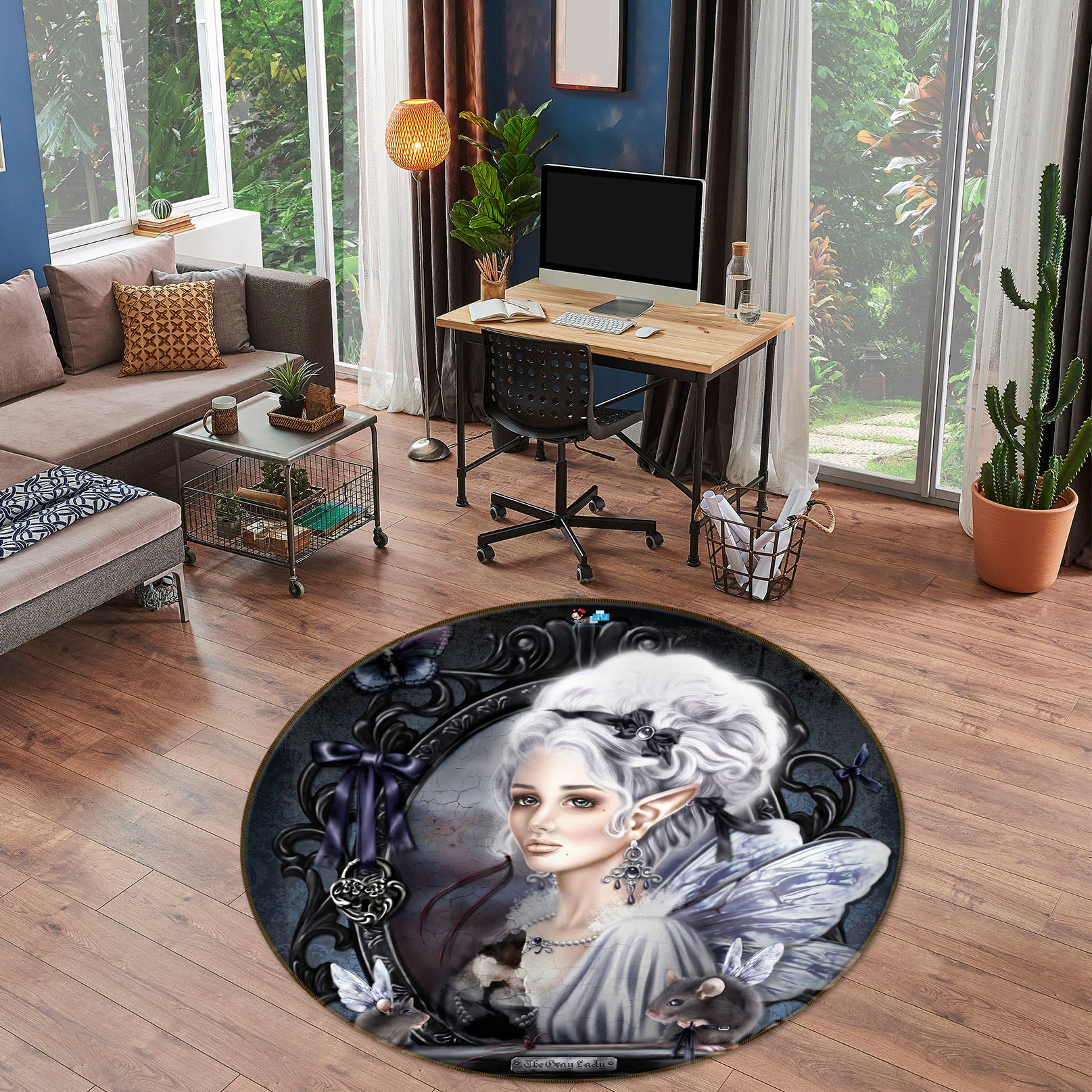 3D Butterfly Elf 8903 Brigid Ashwood Rug Round Non Slip Rug Mat