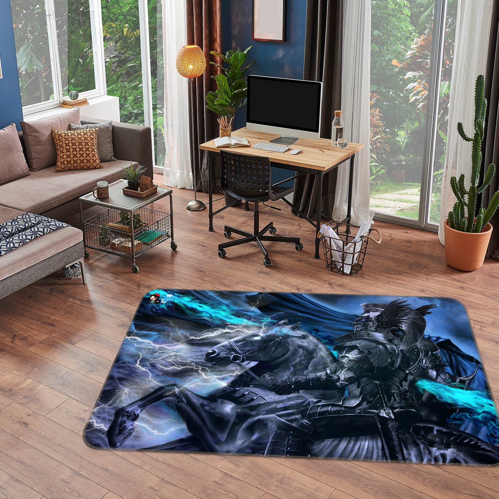 3D Black Knight 8210 Ruth Thompson Rug Non Slip Rug Mat