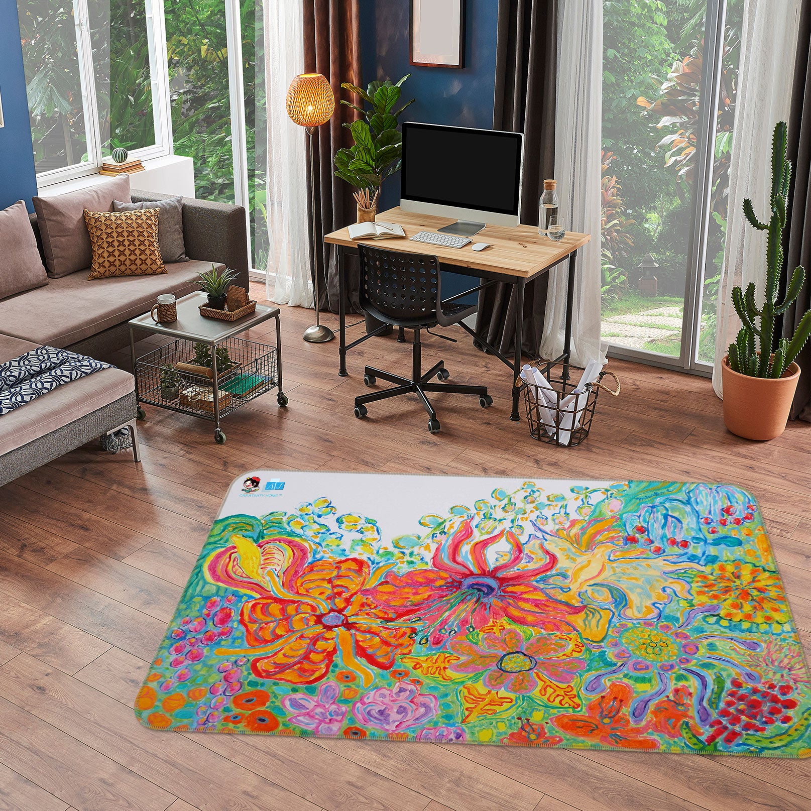 3D Color Flowers Painting 123119 Misako Chida Rug Non Slip Rug Mat