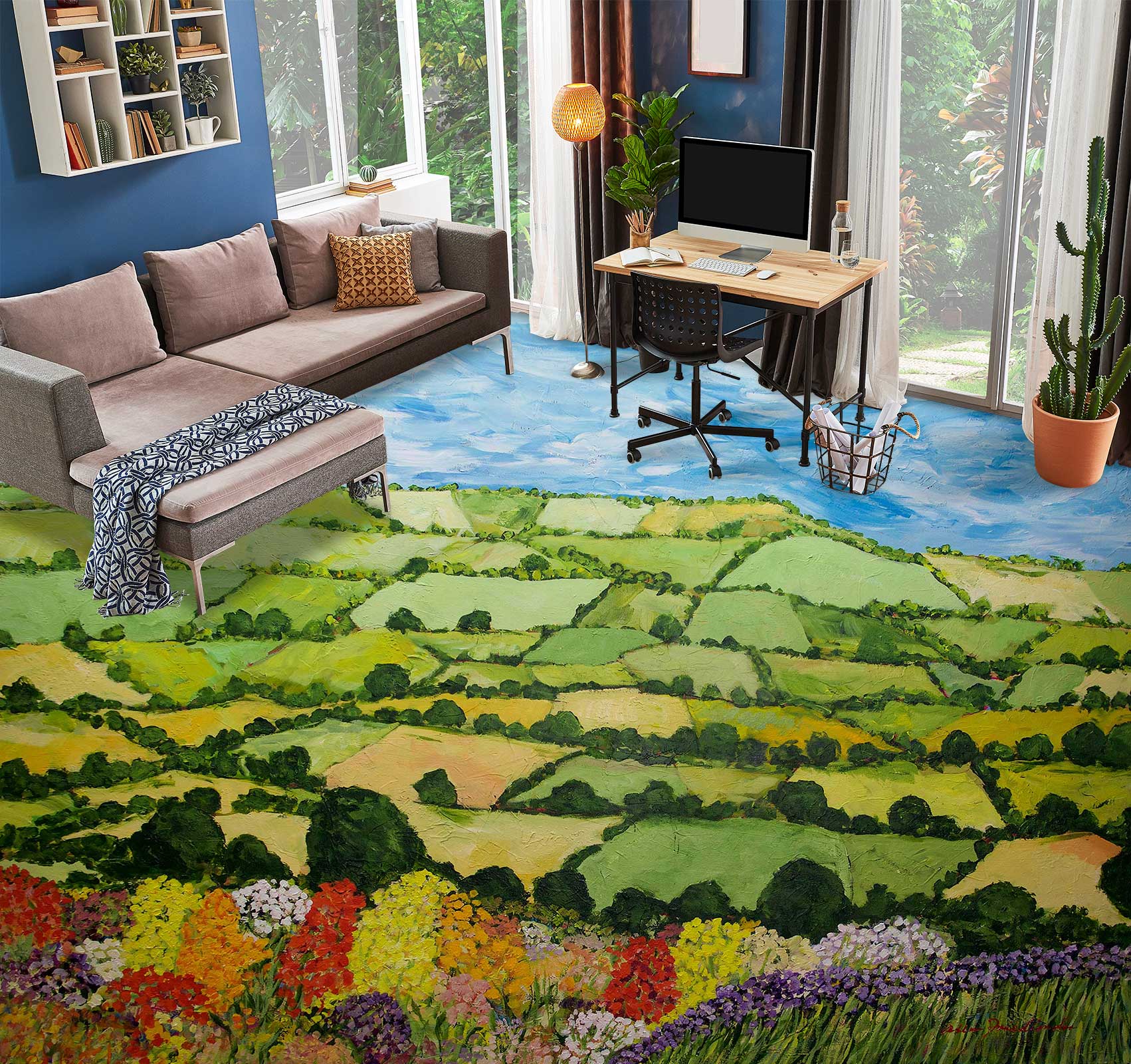 3D Piece Grass Field 9678 Allan P. Friedlander Floor Mural  Wallpaper Murals Self-Adhesive Removable Print Epoxy