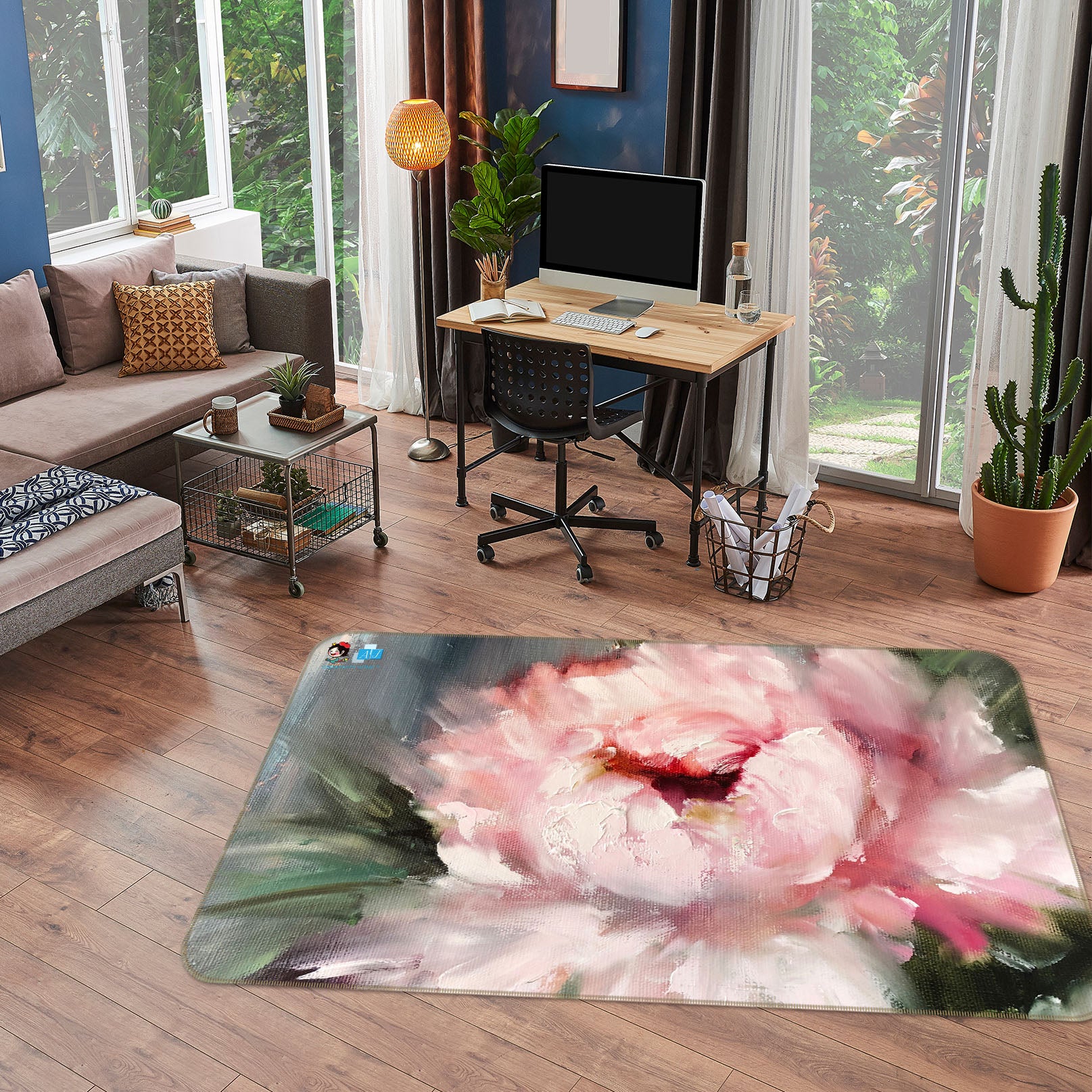 3D Pink Flower 1240 Skromova Marina Rug Non Slip Rug Mat