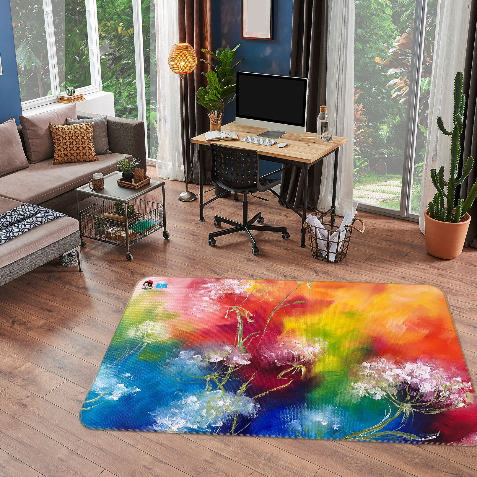 3D Colorful Flower 1246 Skromova Marina Rug Non Slip Rug Mat