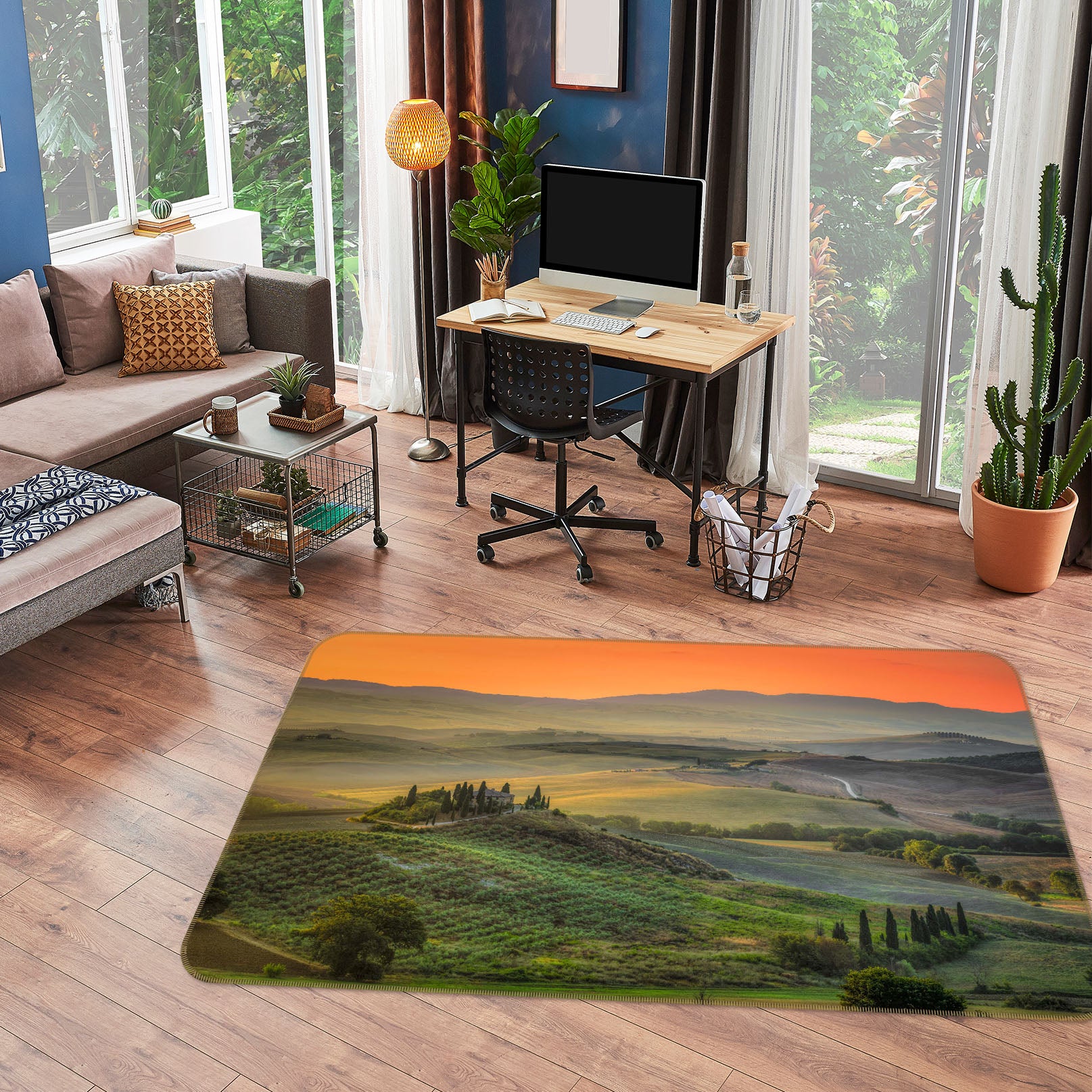 3D Sunset Forest 1097 Marco Carmassi Rug Non Slip Rug Mat