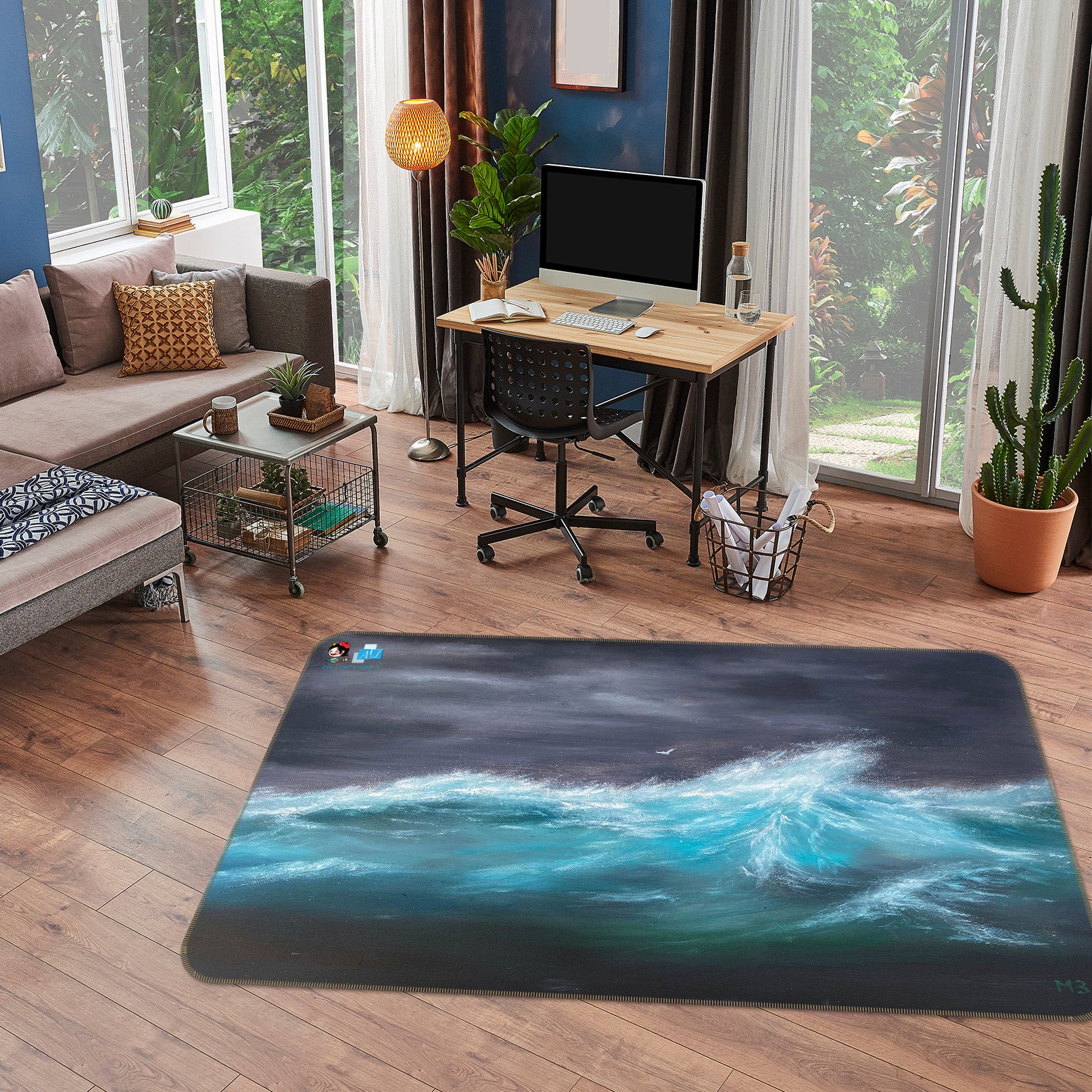 3D Waves 96227 Marina Zotova Rug Non Slip Rug Mat