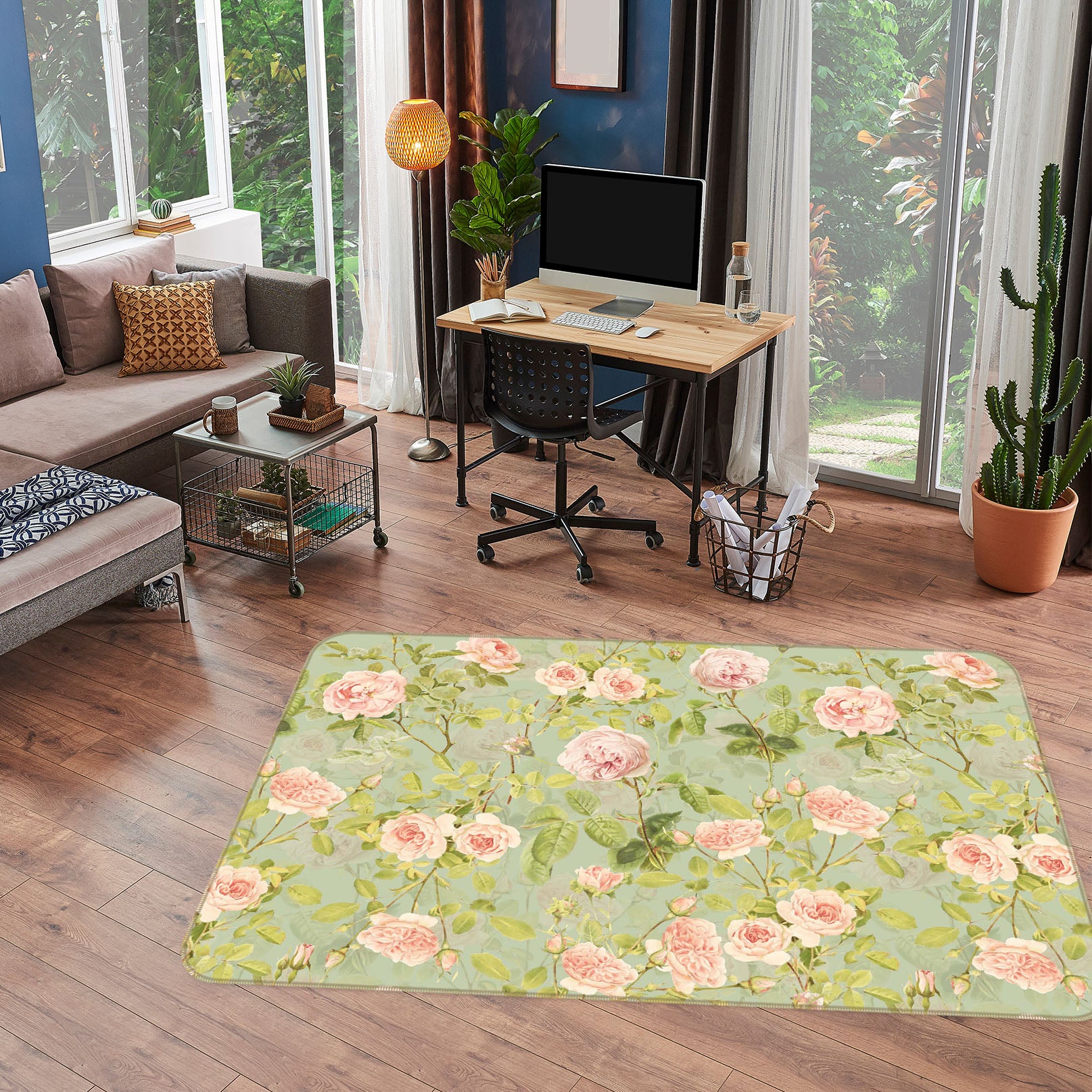 3D Pink Rose 142 Uta Naumann Rug Non Slip Rug Mat