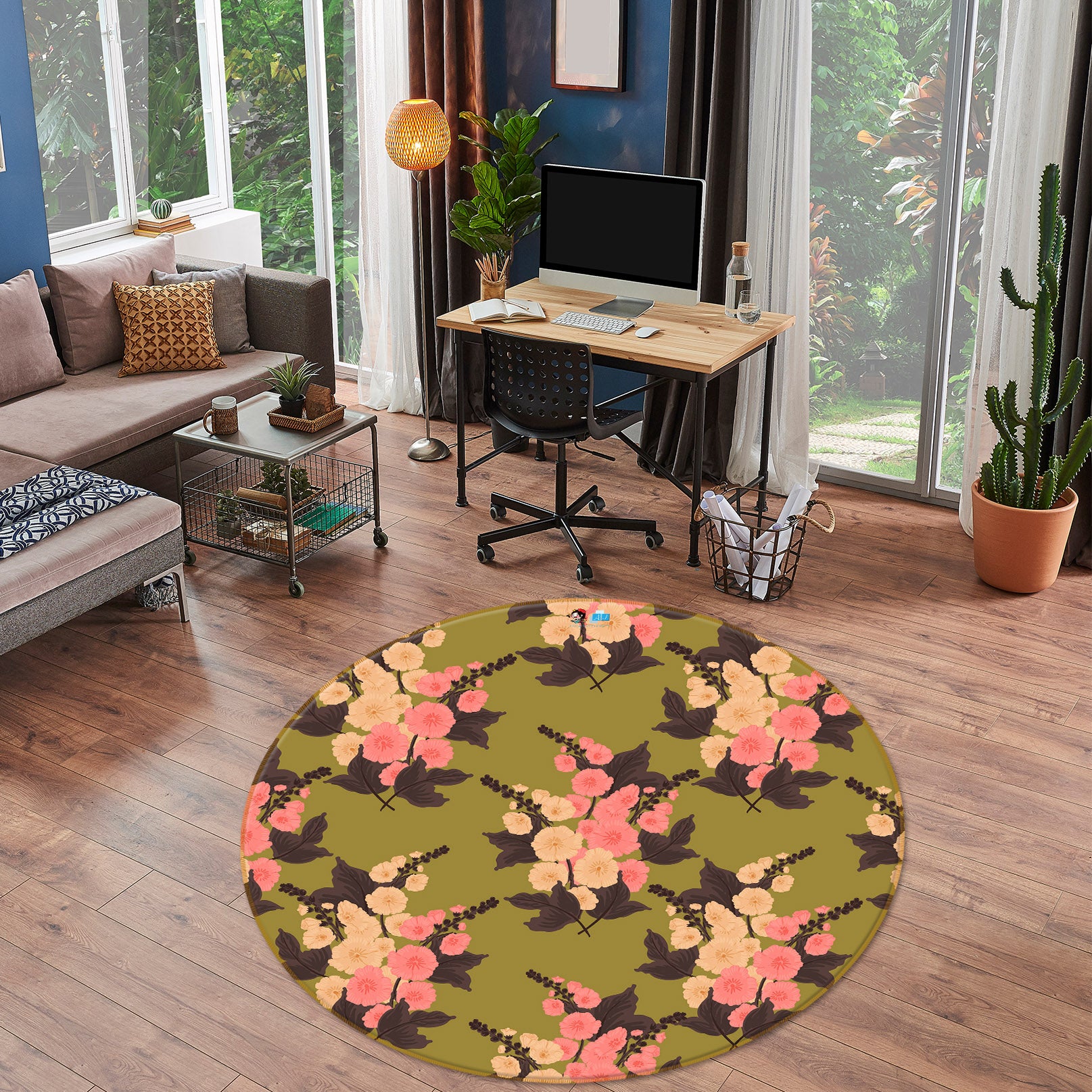 3D Pink Flower Bouquet 10530 Kashmira Jayaprakash Rug Round Non Slip Rug Mat