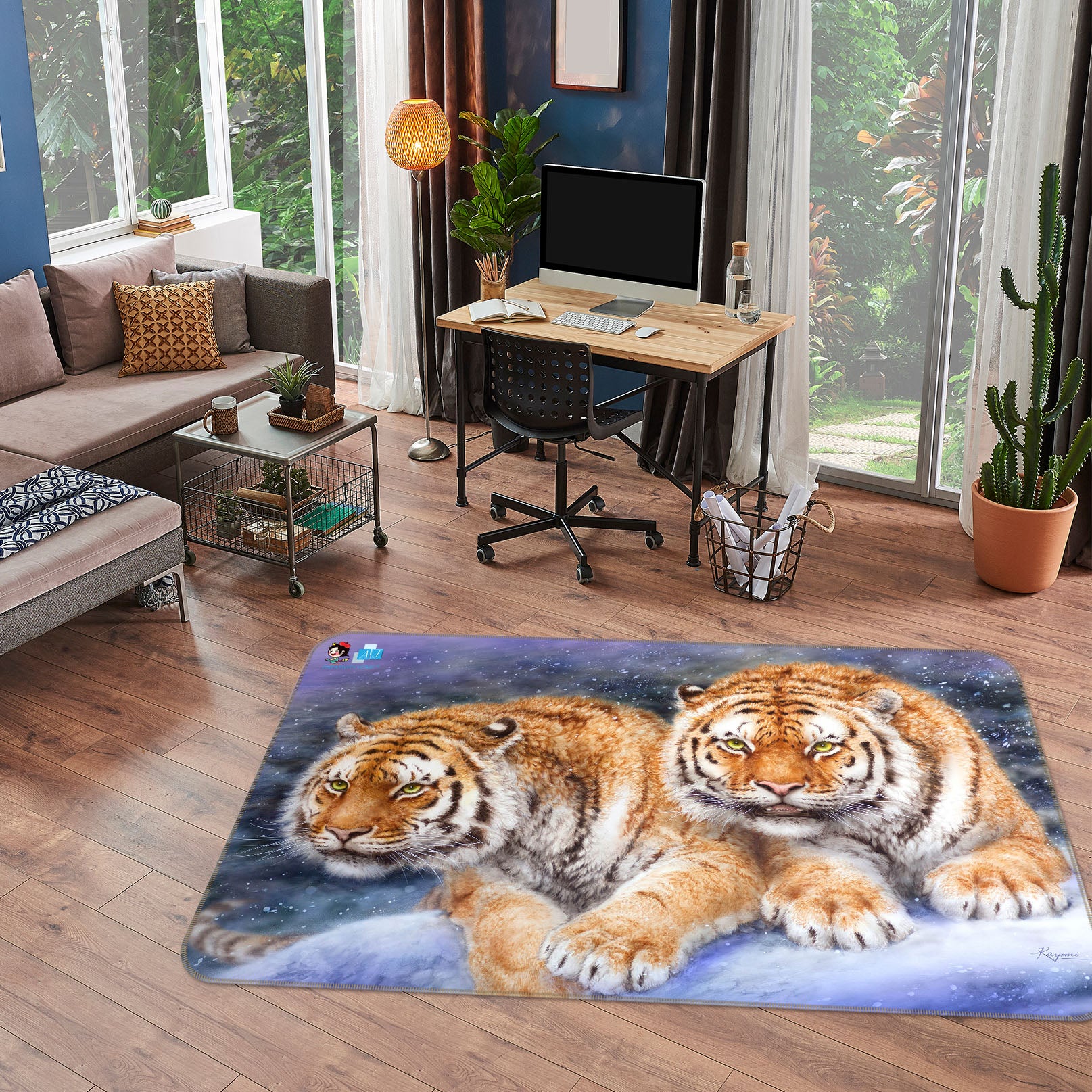 3D Snow Tiger 5642 Kayomi Harai Rug Non Slip Rug Mat