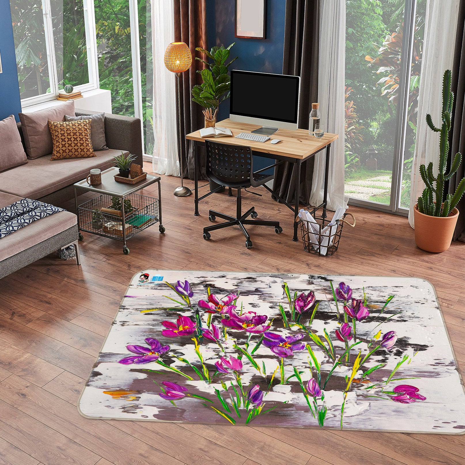 3D Cute Wildflowers 1203 Skromova Marina Rug Non Slip Rug Mat