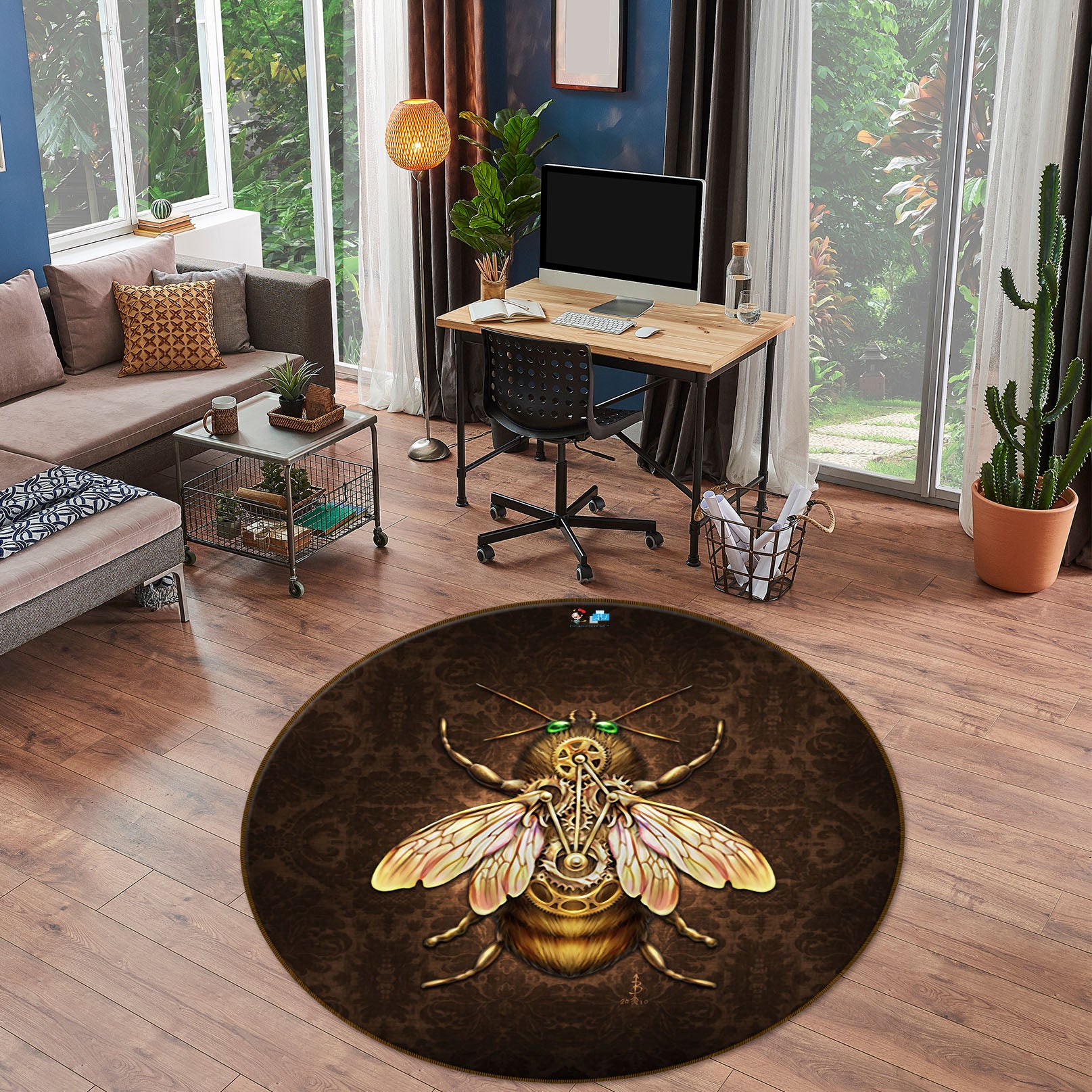 3D Spider Wings 8891 Brigid Ashwood Rug Round Non Slip Rug Mat