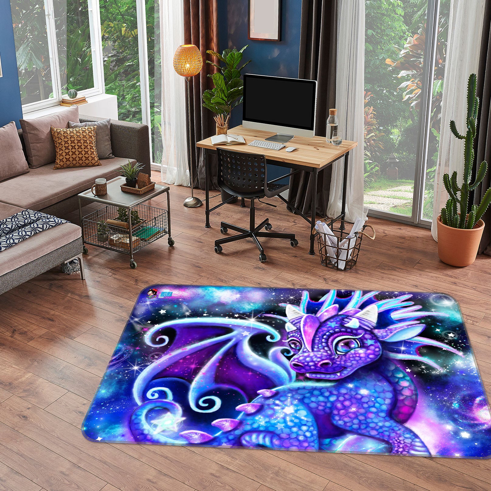 3D Purple Dragon Wings 8508 Sheena Pike Rug Non Slip Rug Mat