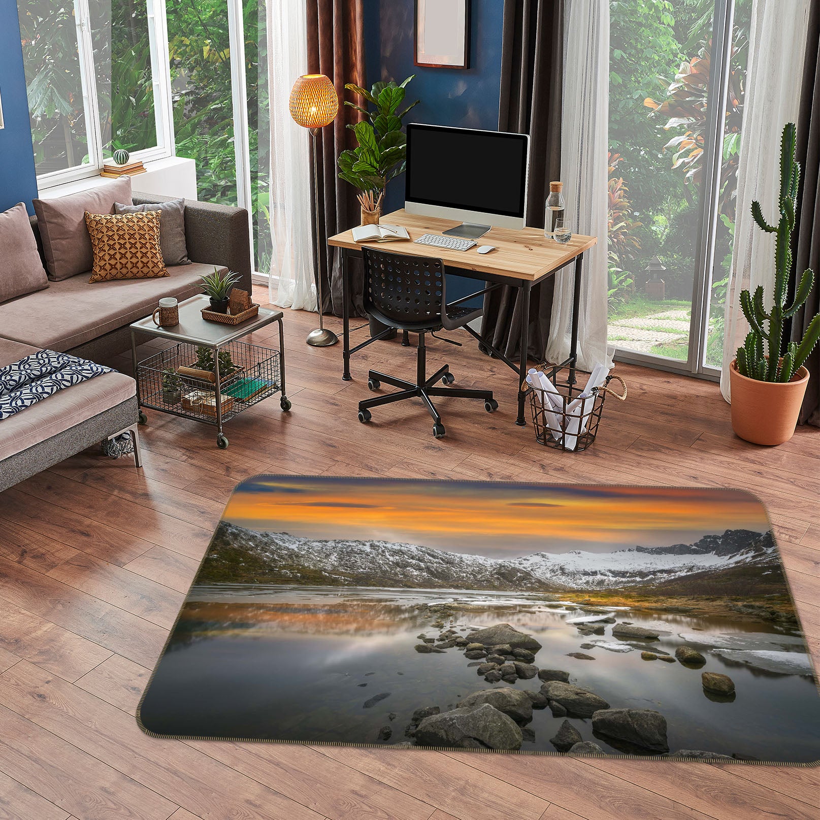 3D Glacier At Night 1127 Marco Carmassi Rug Non Slip Rug Mat