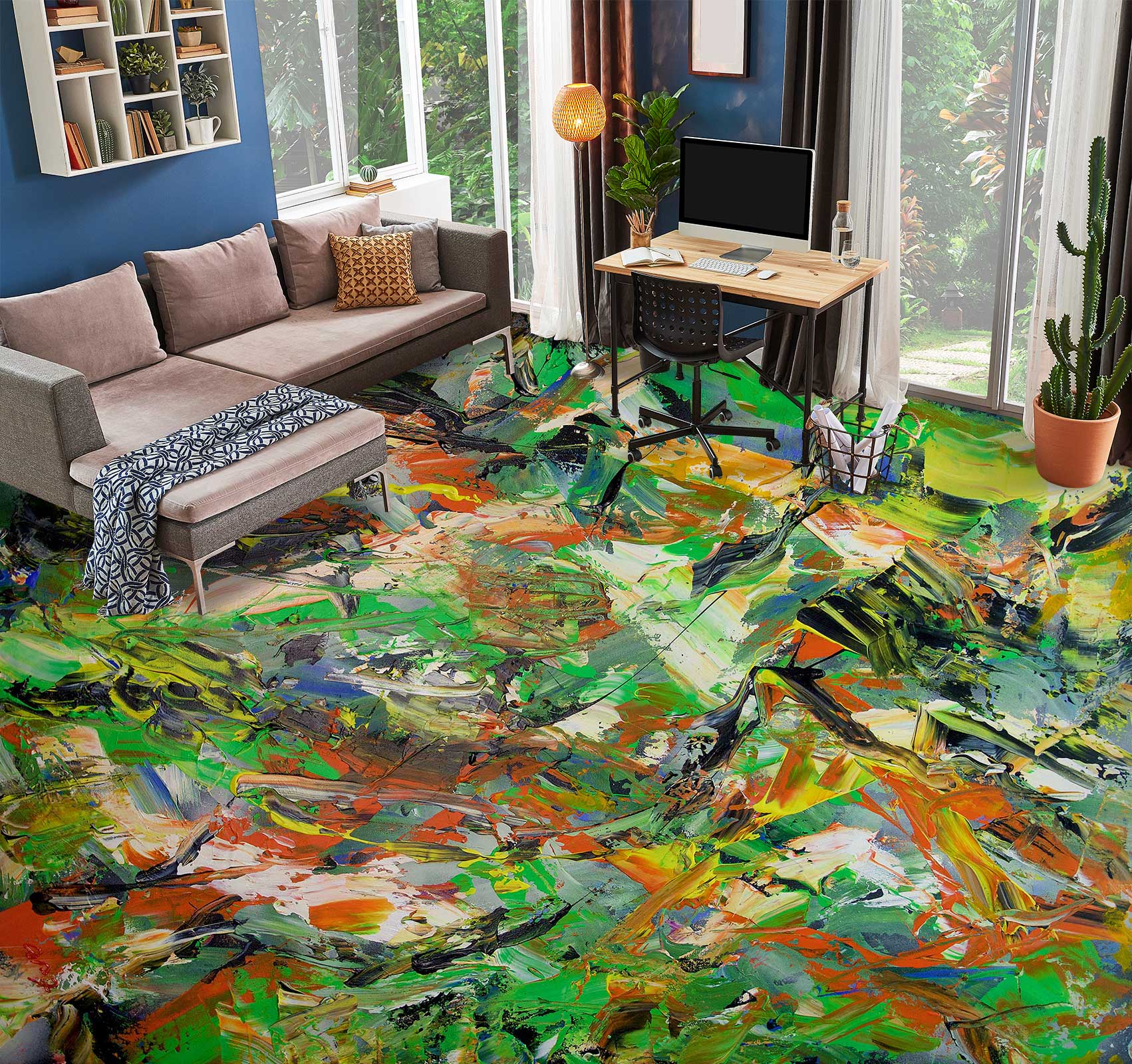 3D Green Paint Texture 9669 Allan P. Friedlander Floor Mural  Wallpaper Murals Self-Adhesive Removable Print Epoxy