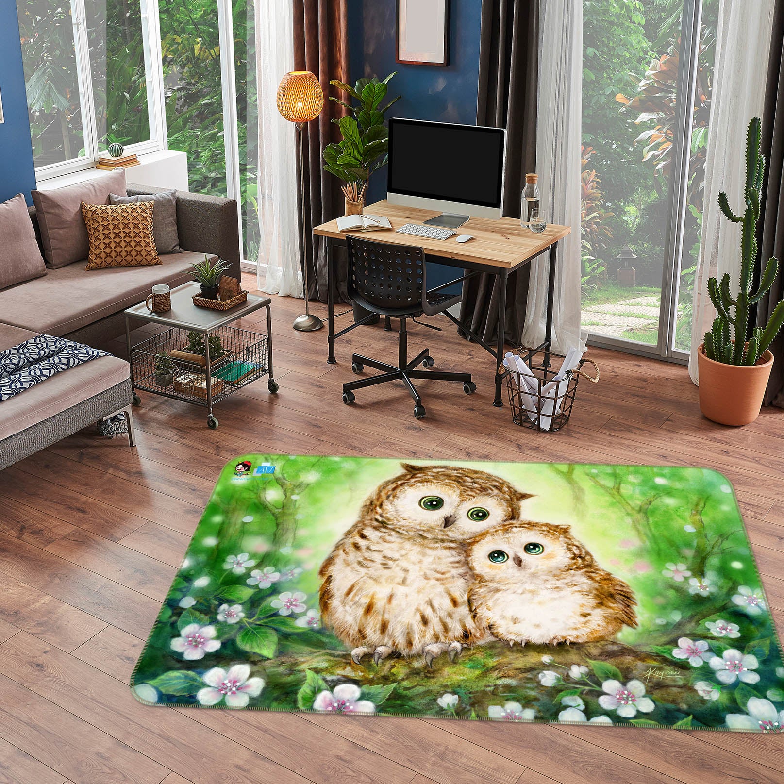 3D Baby Owl 5736 Kayomi Harai Rug Non Slip Rug Mat