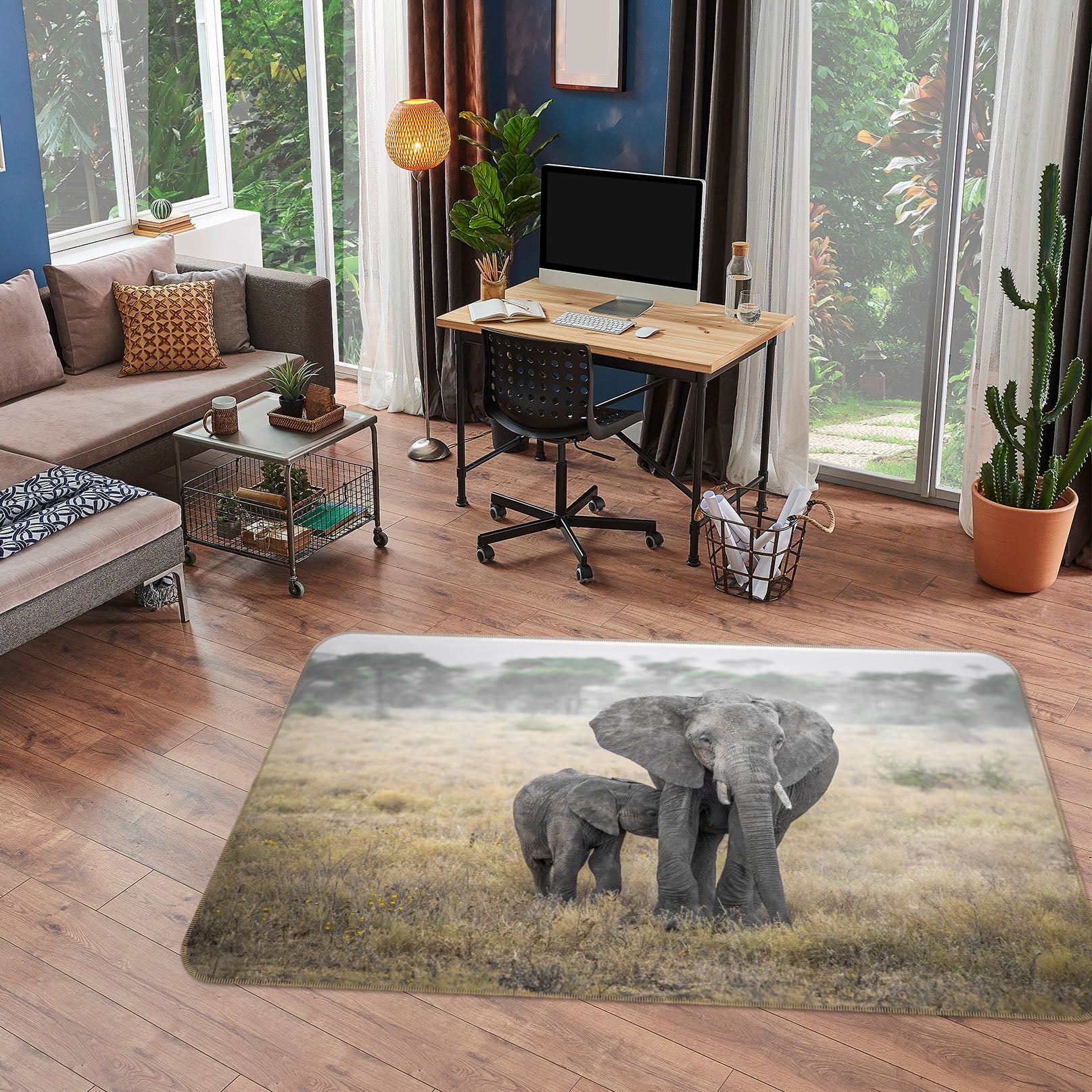 3D Steppe Elephant 1104 Marco Carmassi Rug Non Slip Rug Mat