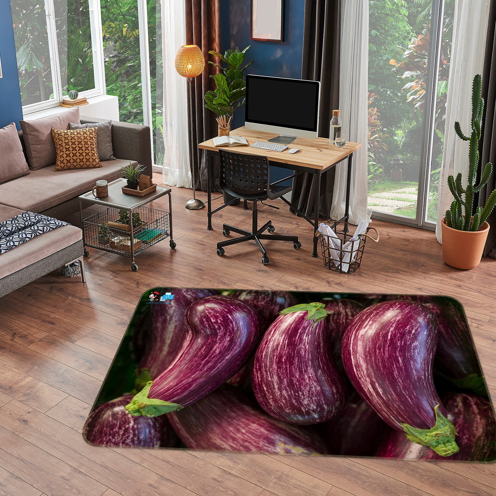 3D Vegetable Eggplant 6858 Assaf Frank Rug Non Slip Rug Mat