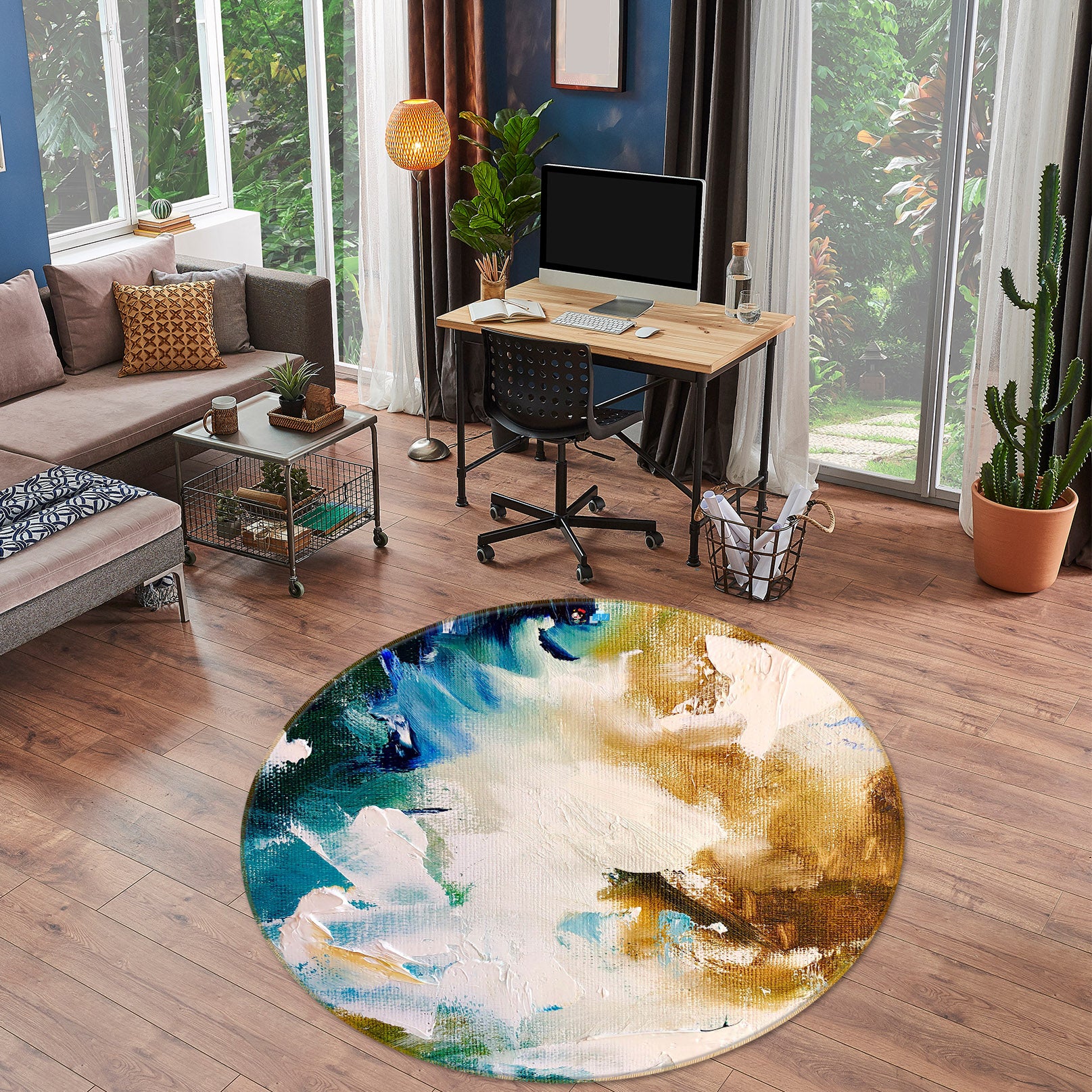 3D Painted Pigments 894 Skromova Marina Rug Round Non Slip Rug Mat