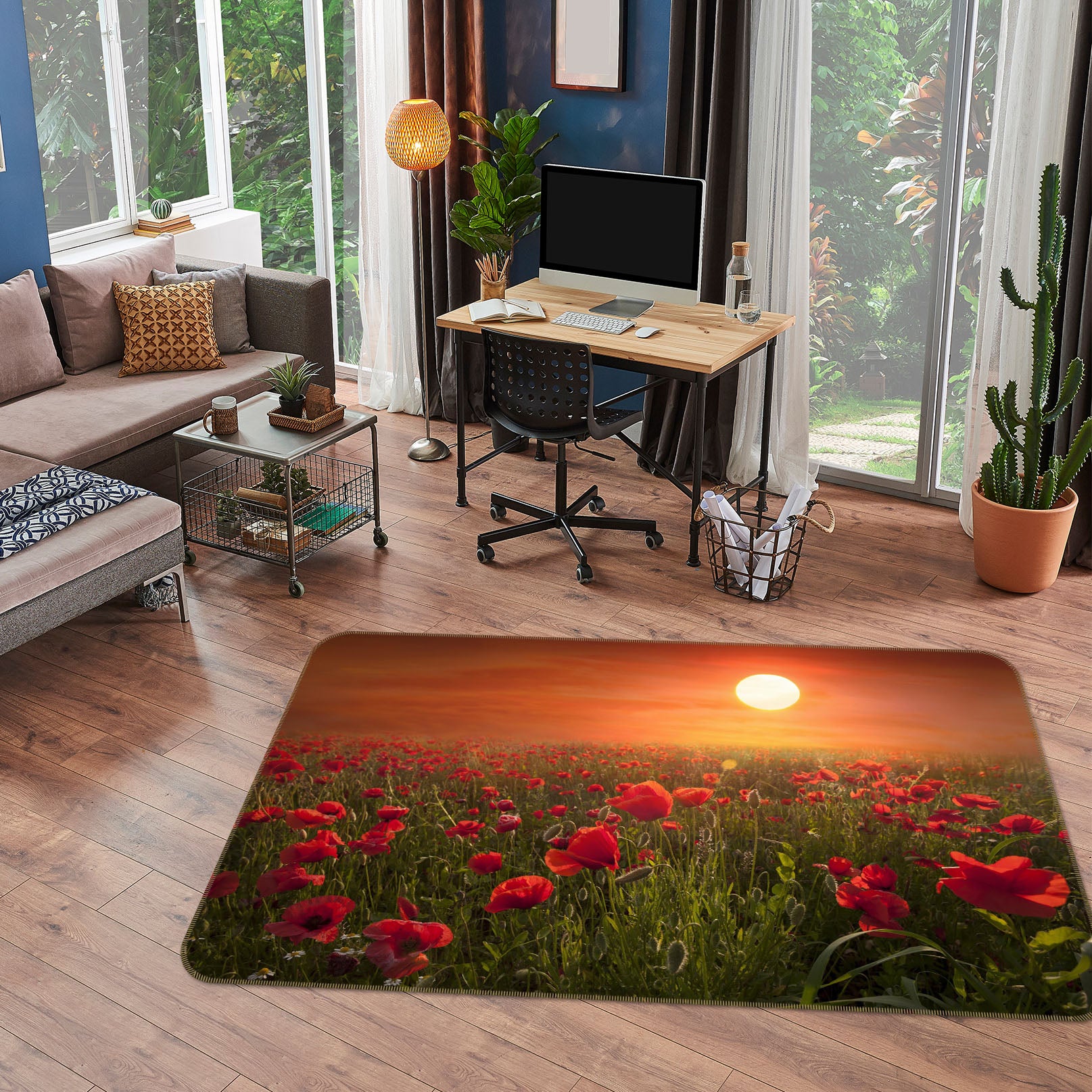 3D Sunset Garden 1116 Marco Carmassi Rug Non Slip Rug Mat