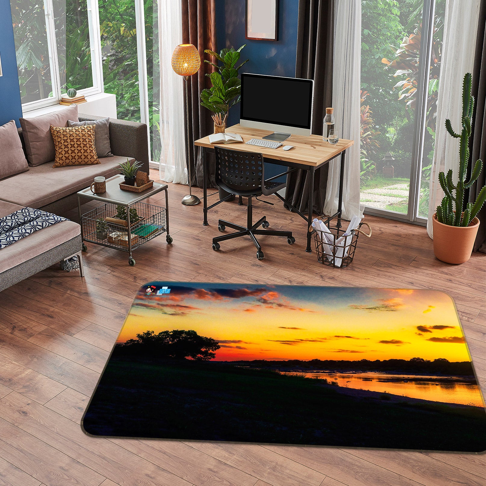 3D Sunset Cloud 5130 Beth Sheridan Rug Non Slip Rug Mat