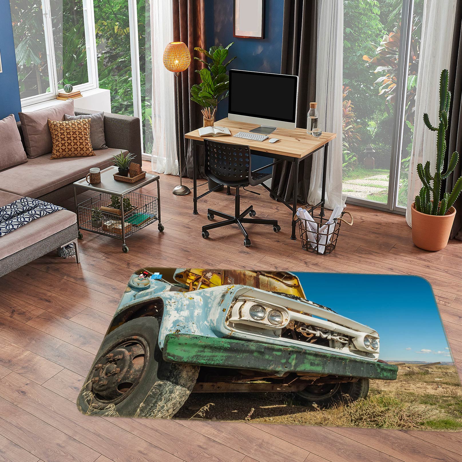 3D Off-road Truck 753 Beth Sheridan Rug Non Slip Rug Mat