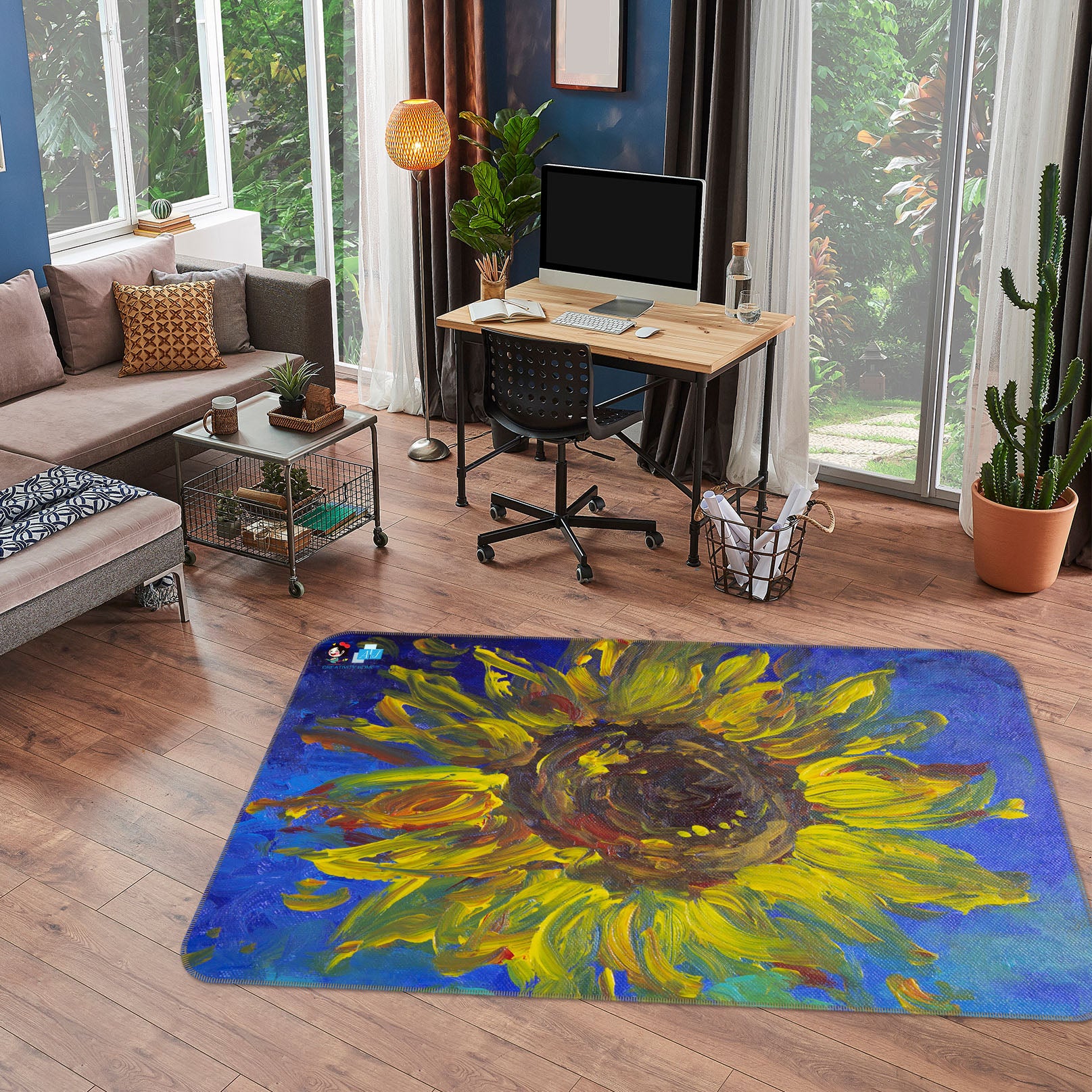 3D Sunflower 0161 Debi Coules Rug Non Slip Rug Mat