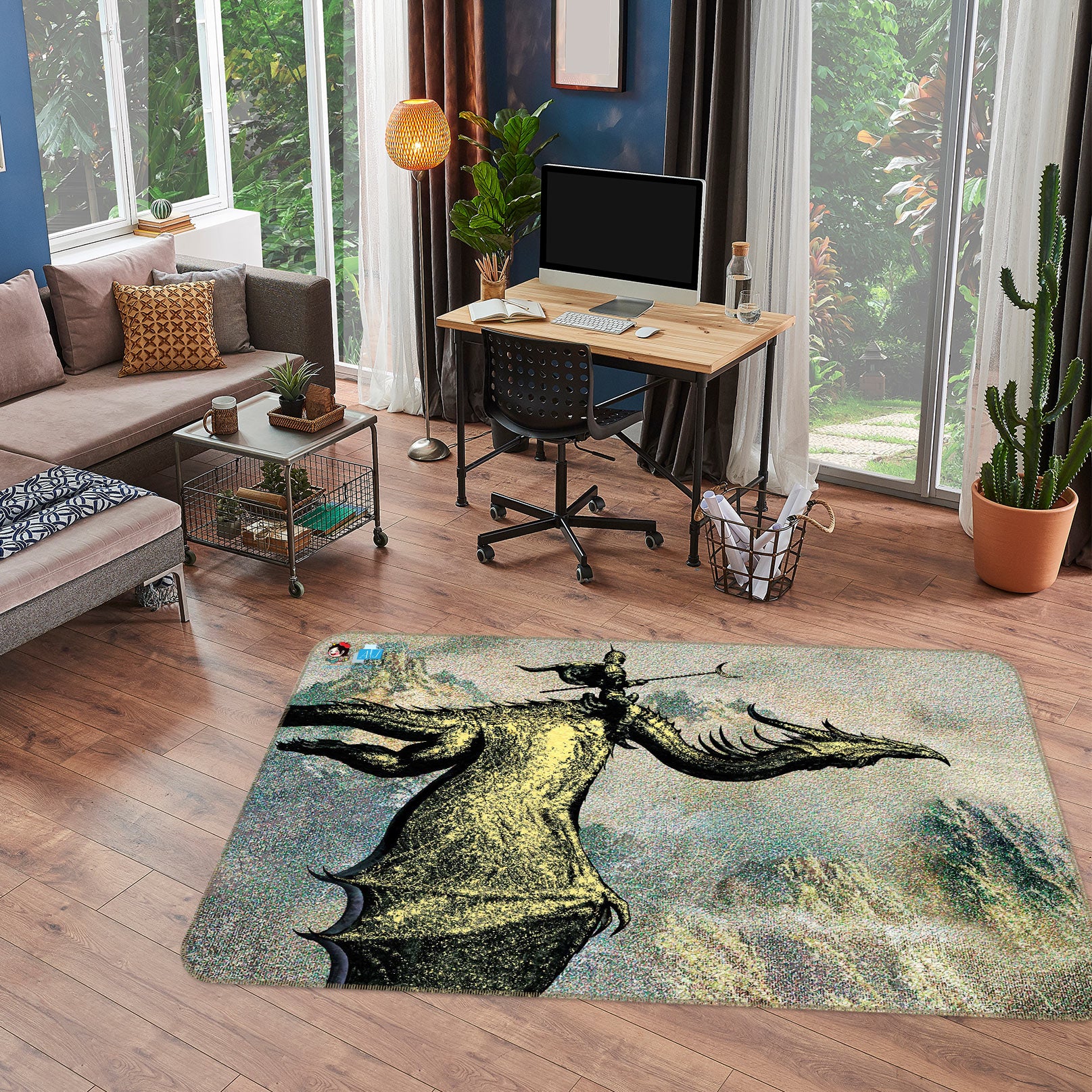 3D Dragon Knight 5148 Ciruelo Rug Non Slip Rug Mat