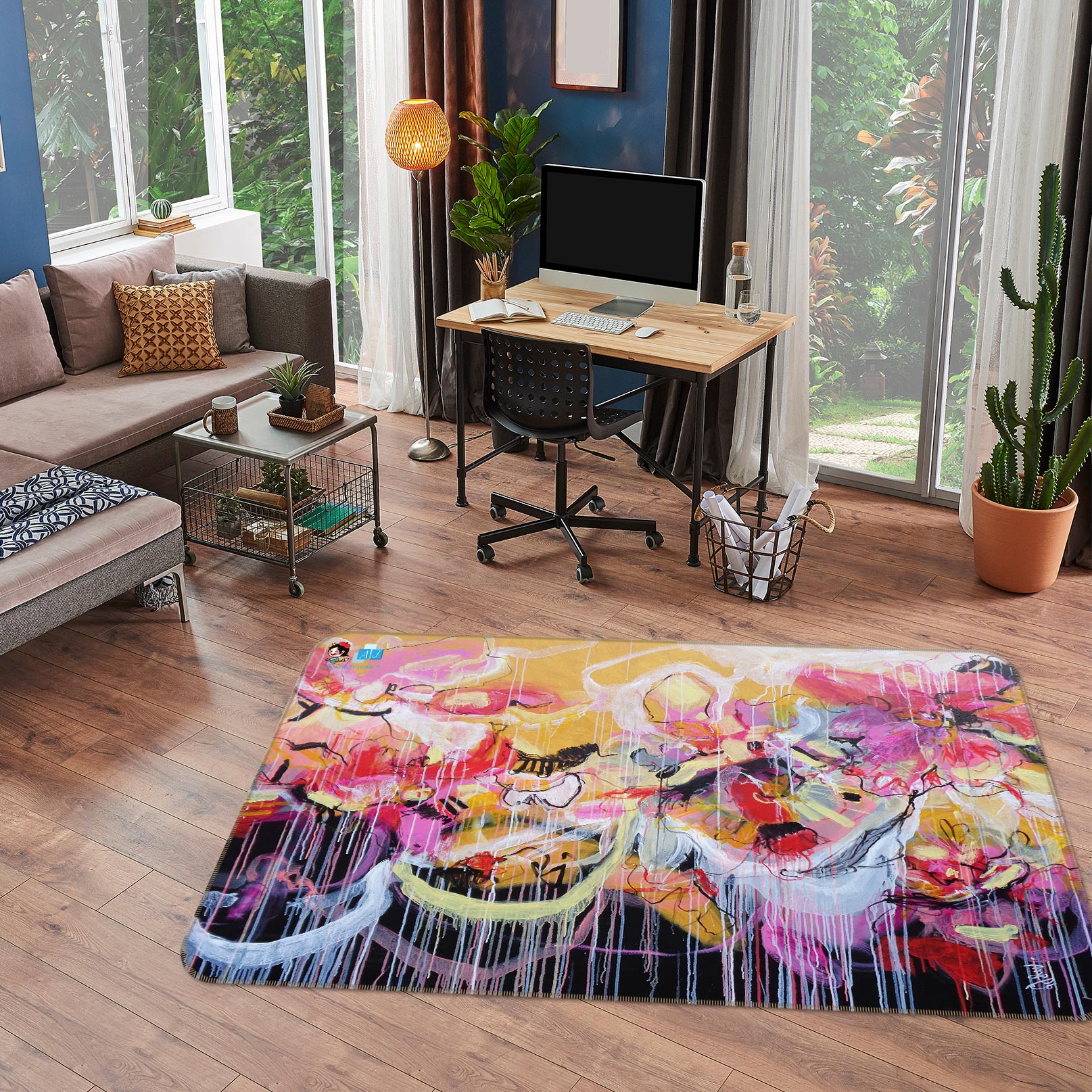 3D Red Black Pattern Splash Ink 12383 Misako Chida Rug Non Slip Rug Mat