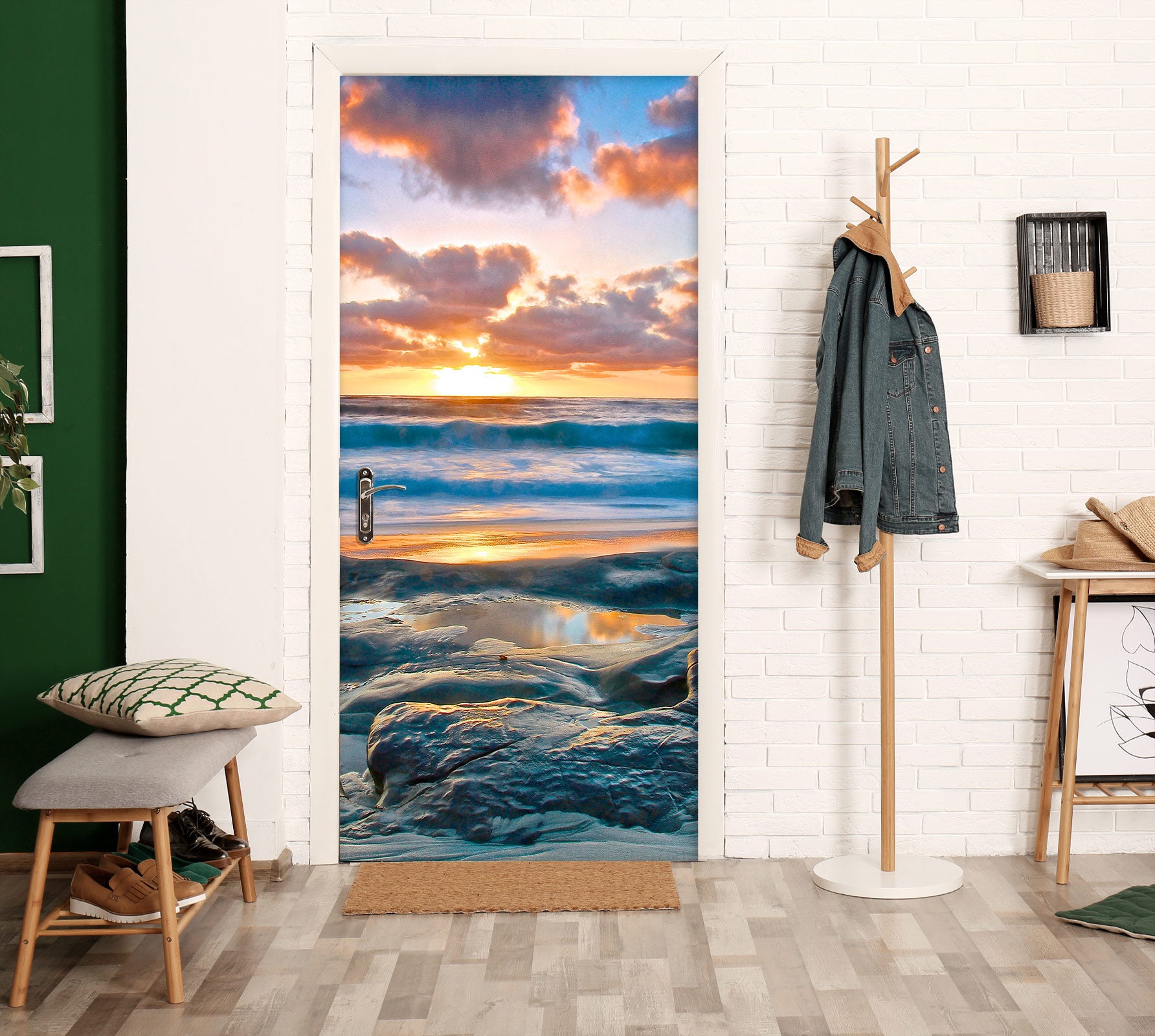 3D Sunset Waves 110221 Kathy Barefield Door Mural