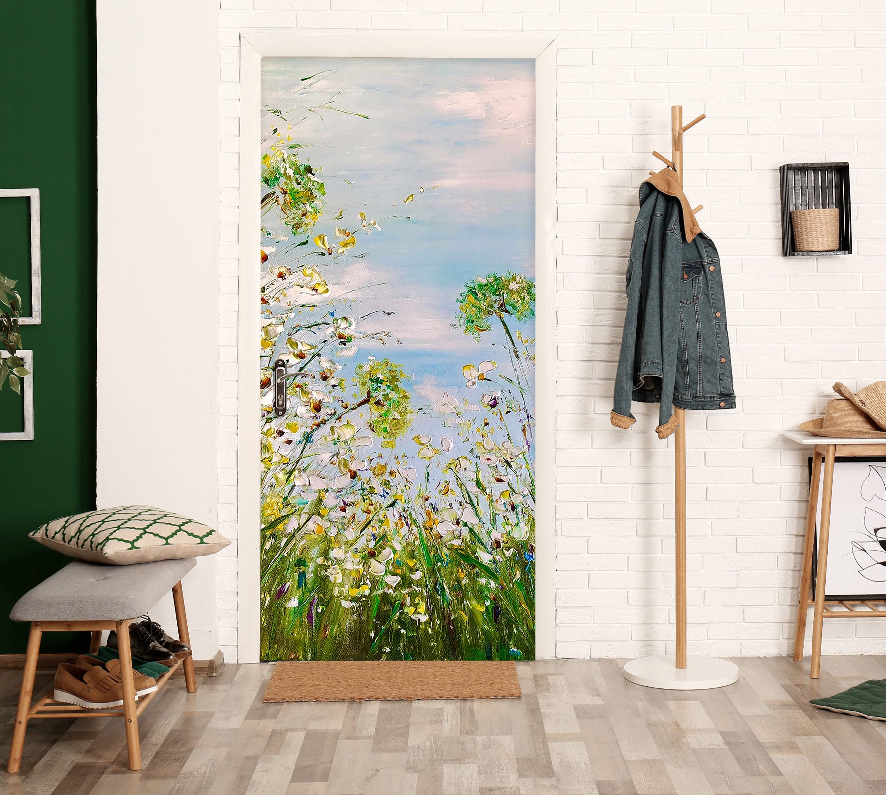 3D White Petal 3119 Skromova Marina Door Mural