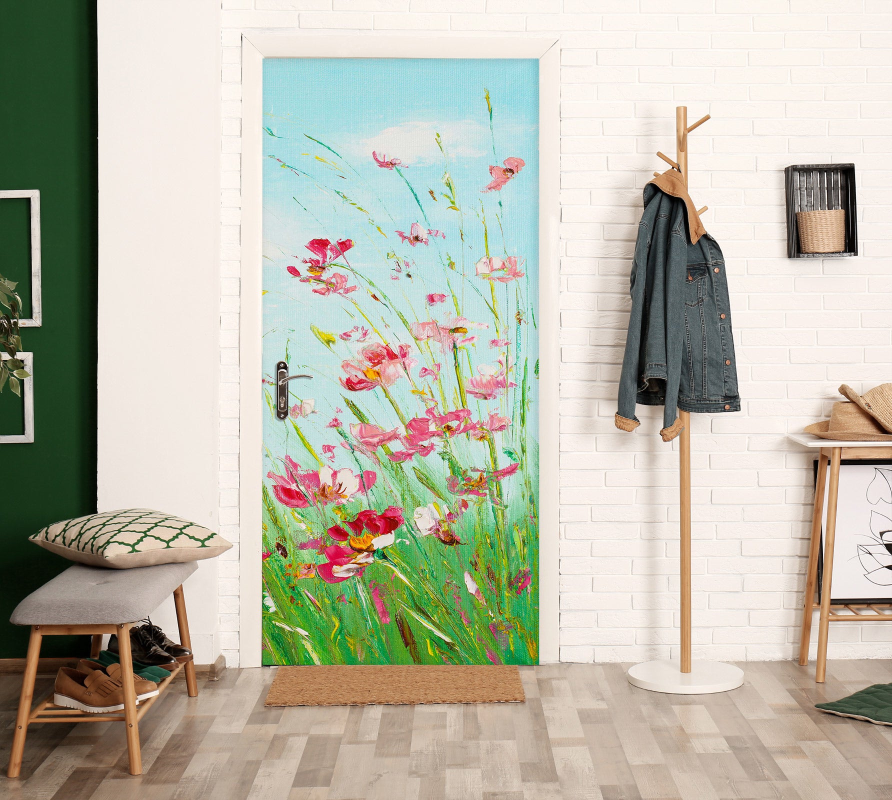 3D Pink Flowers 3211 Skromova Marina Door Mural