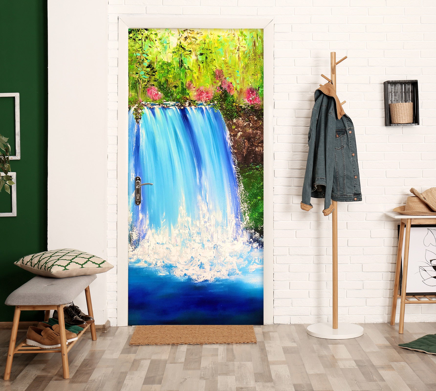 3D Blue Waterfall 3219 Skromova Marina Door Mural