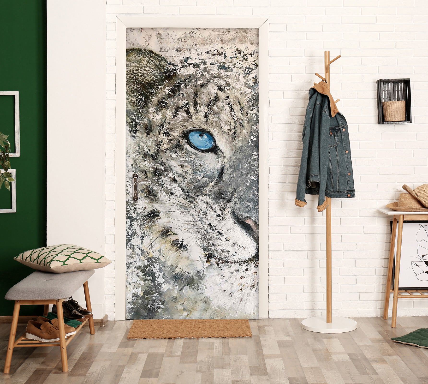 3D Grey Tiger 3215 Skromova Marina Door Mural