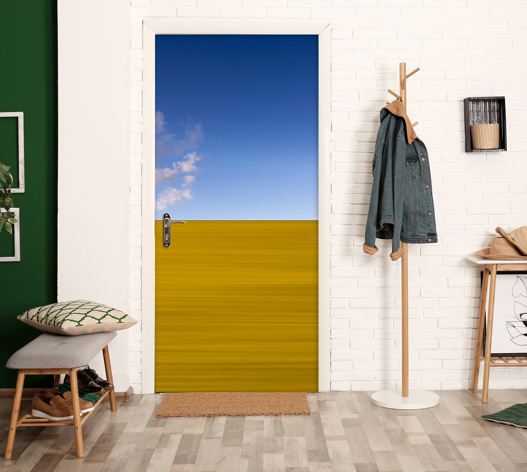 3D Blue Sky Grassland 11620 Marco Carmassi Door Mural