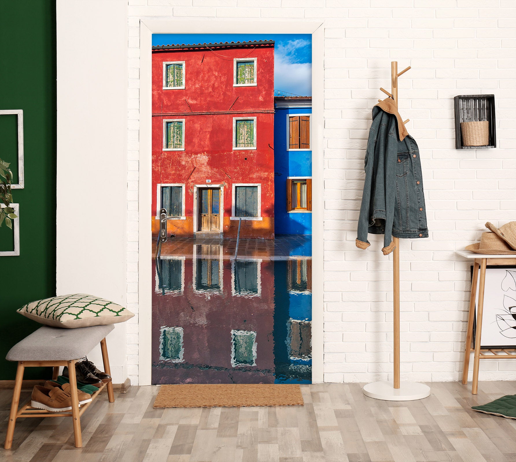 3D Red Houses 12226 Marco Carmassi Door Mural